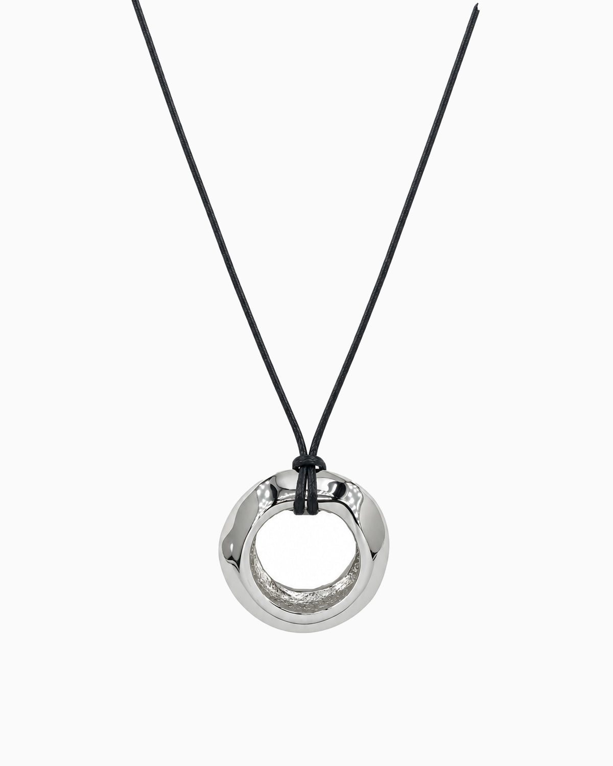 Bold Ring Pendant Long Cord Necklace-1