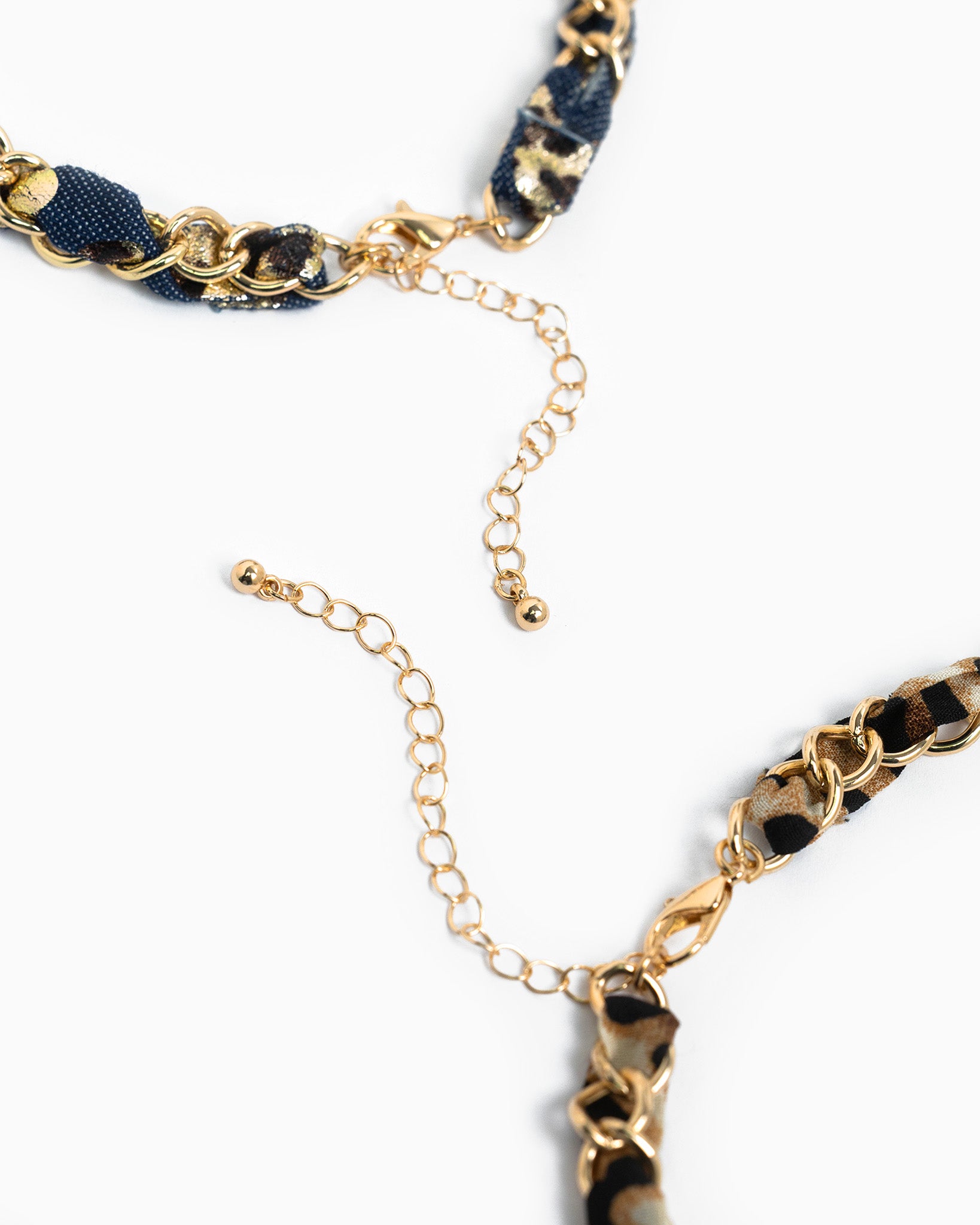 Leopard Denim Scarf Chain Heart Necklace