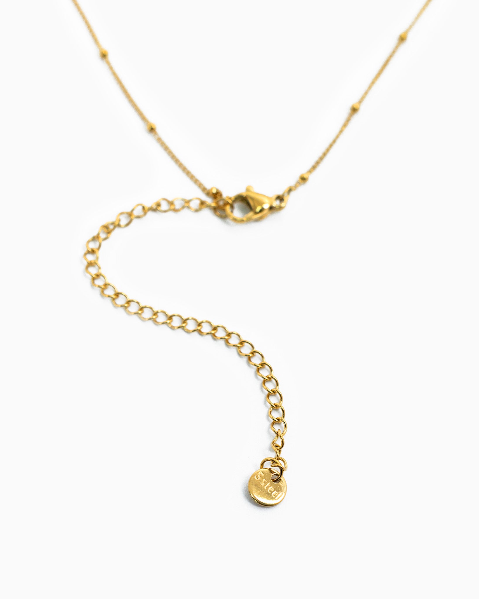 Stainless Semi Opal Drop Ball Chain Necklace-3
