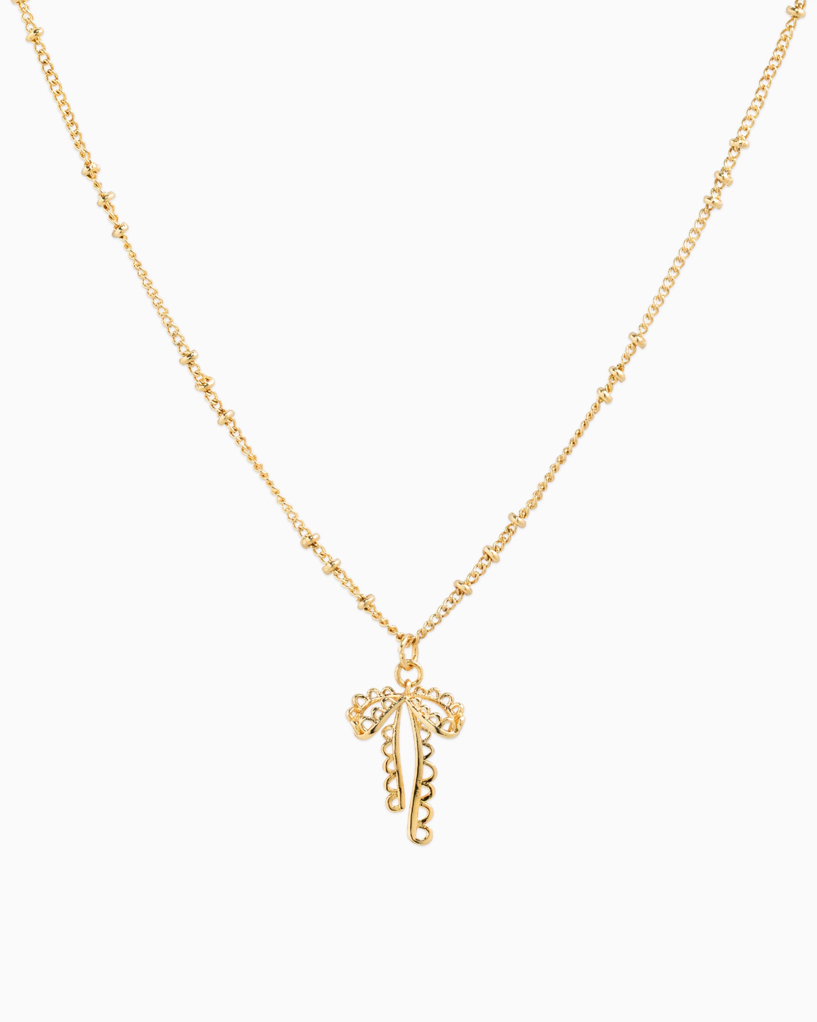 Lace Bow Ball Station Necklace