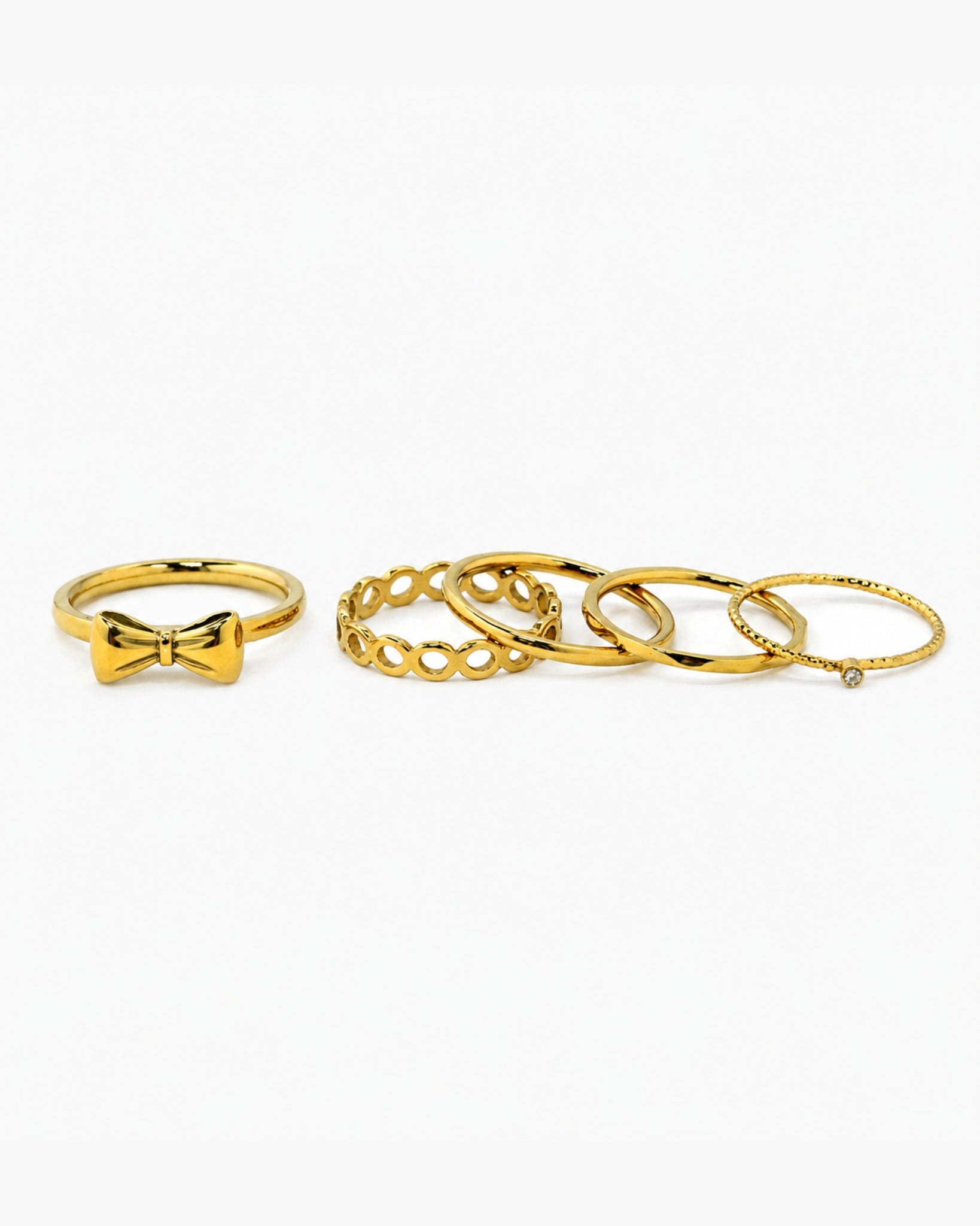 Stainless Bow Accent Rings Set of 5