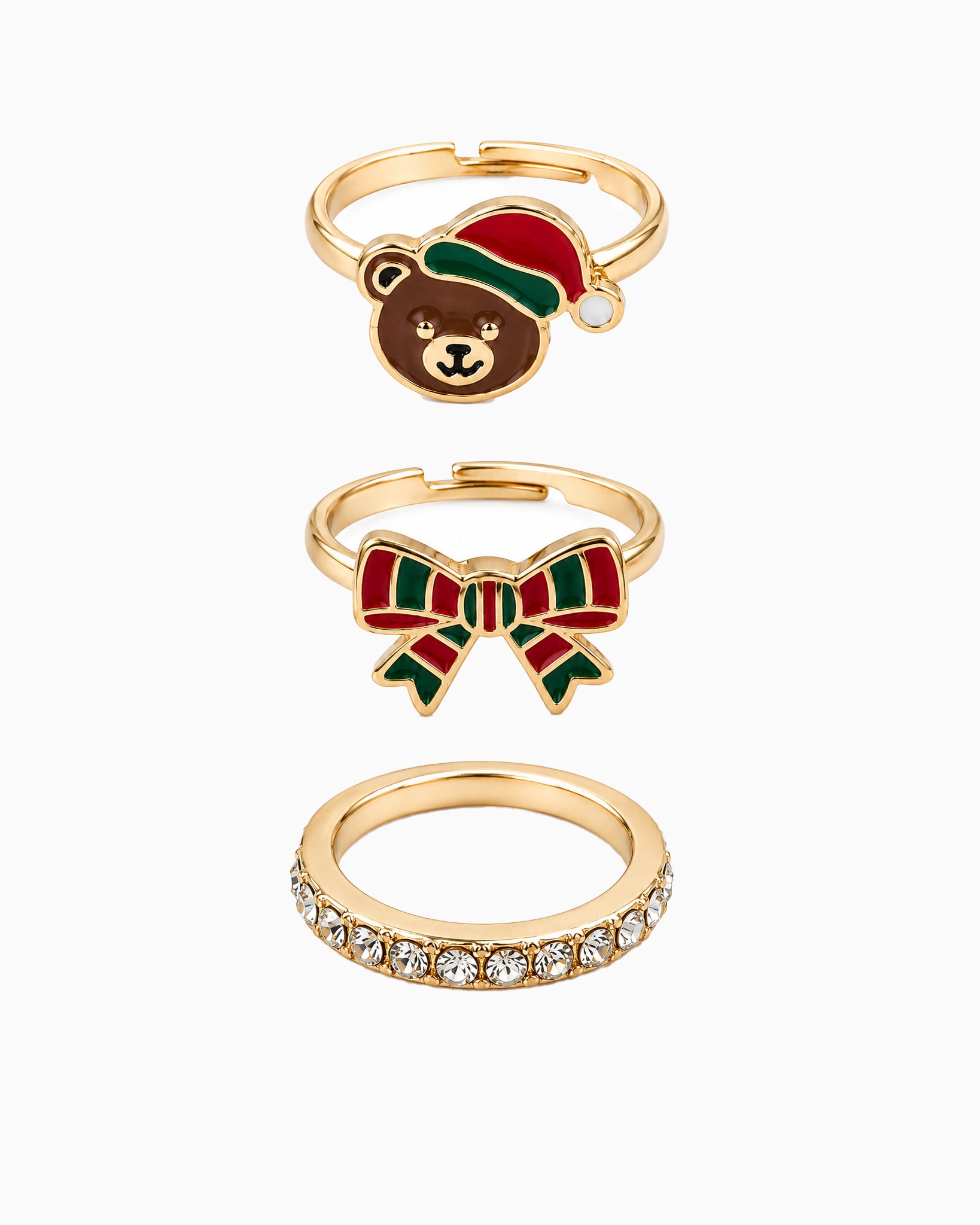 Christmas Stacking Ring Set - Bear & Bow-2