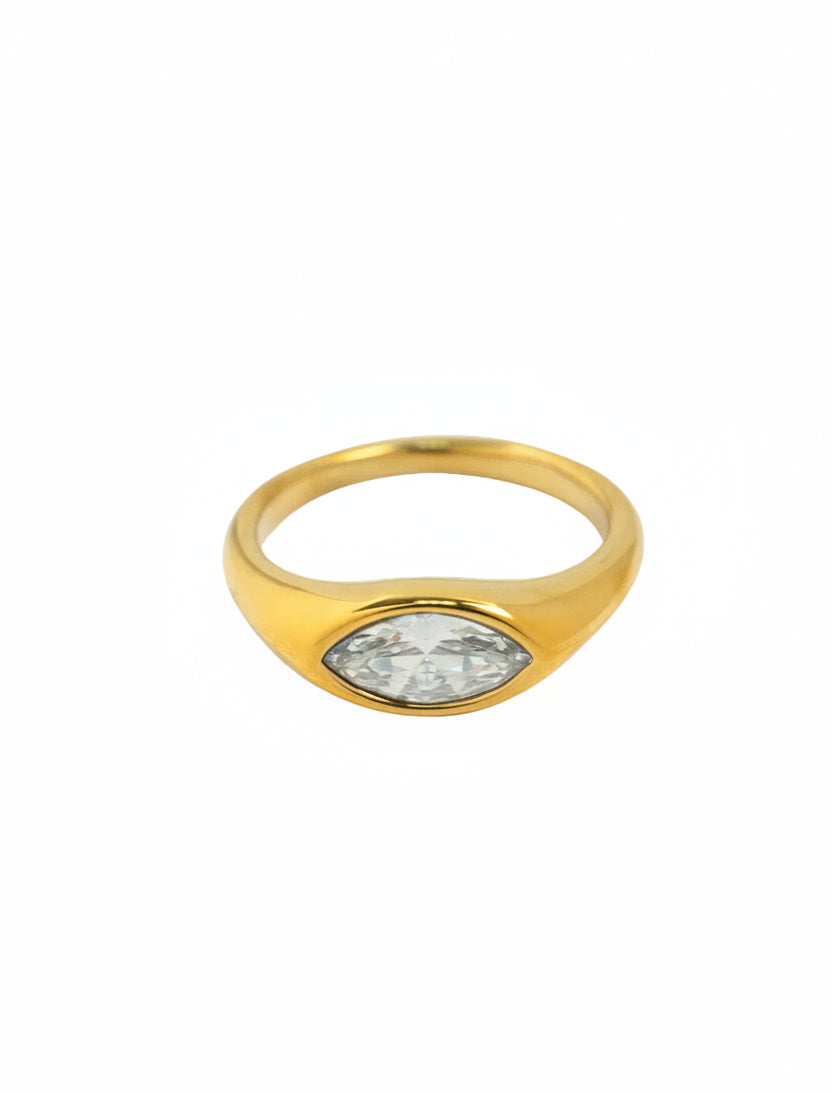 Stainless Marquise Bezel Dome Ring
