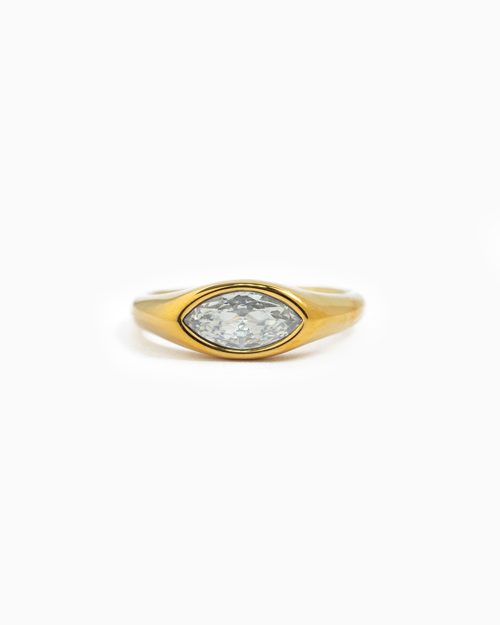 Stainless Marquise Bezel Dome Ring-4