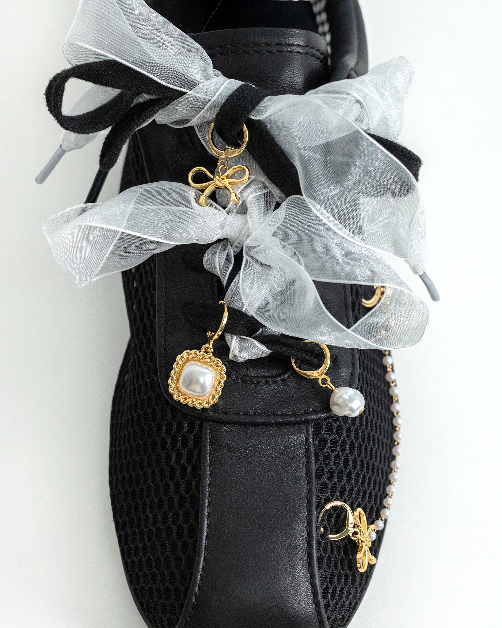 Pearls and Whimsy Satin Bow Shoe Charm Set