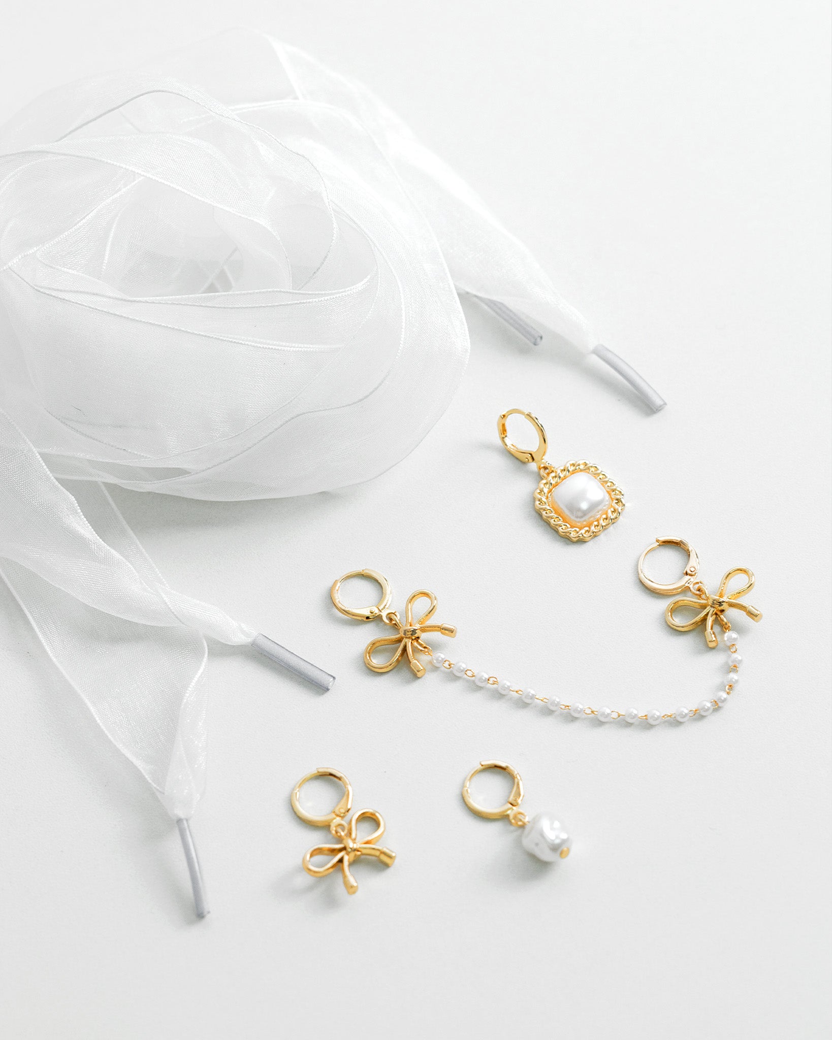 Pearls and Whimsy Satin Bow Shoe Charm Set