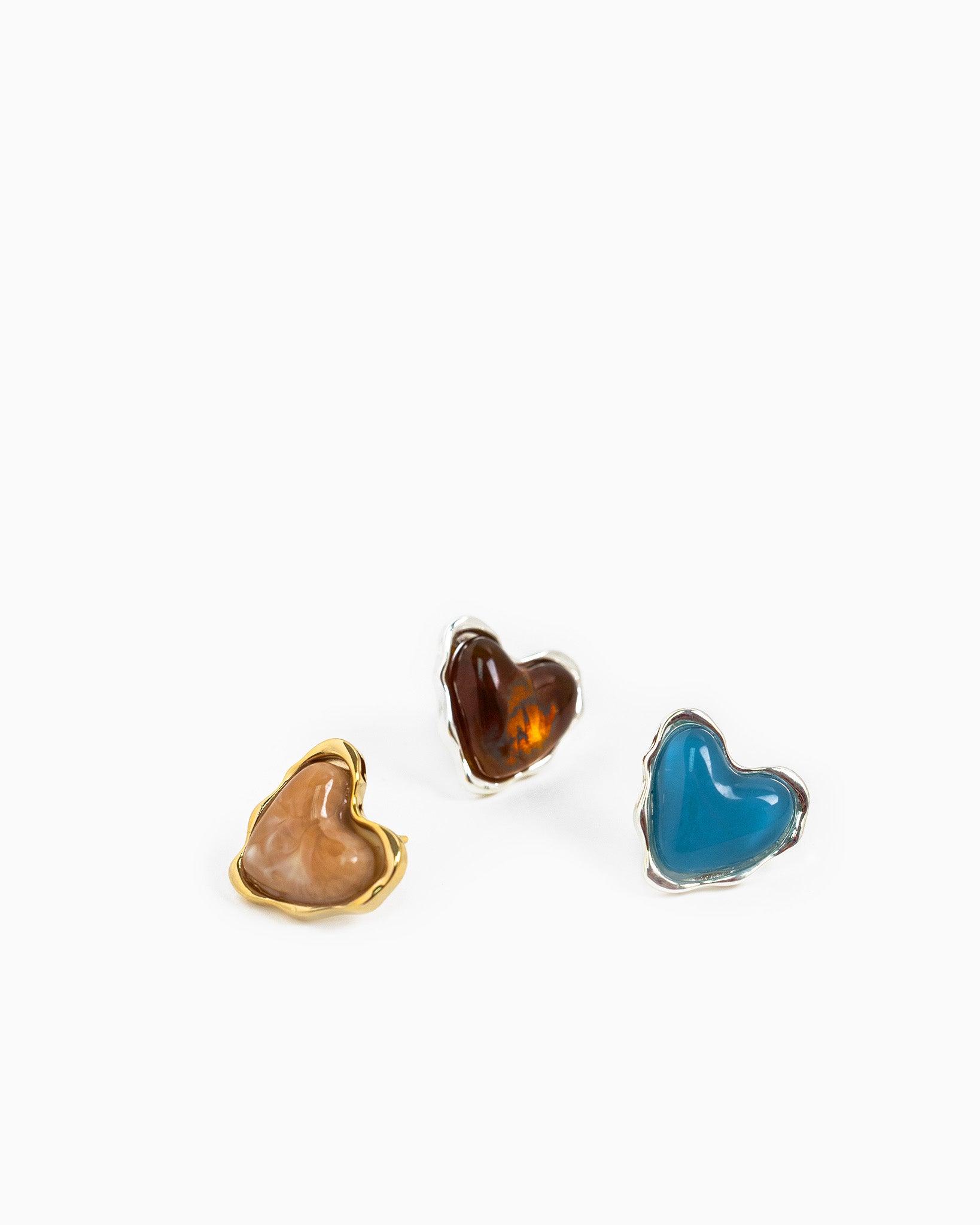 Glaze Puff Heart Stud Earrings