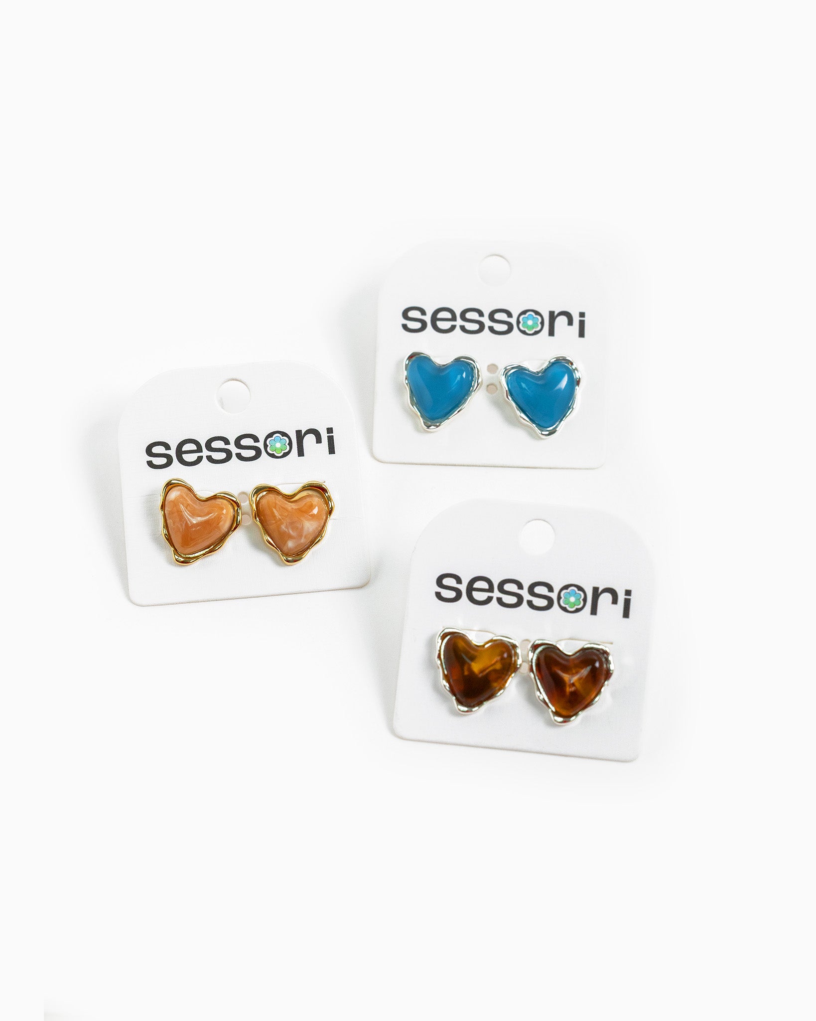 Glaze Puff Heart Stud Earrings