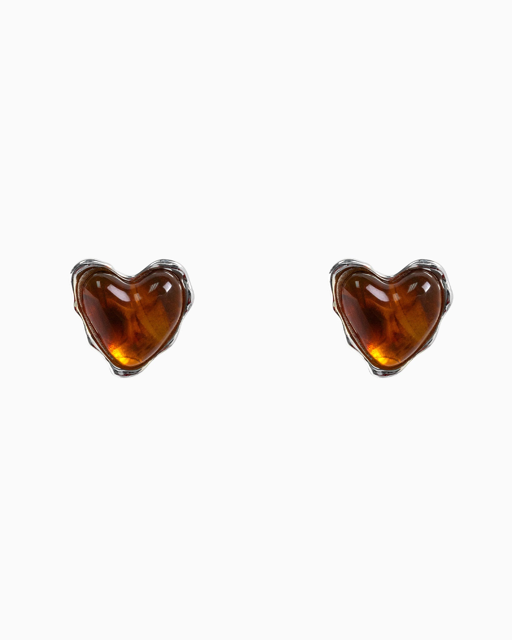 Glaze Puff Heart Stud Earrings