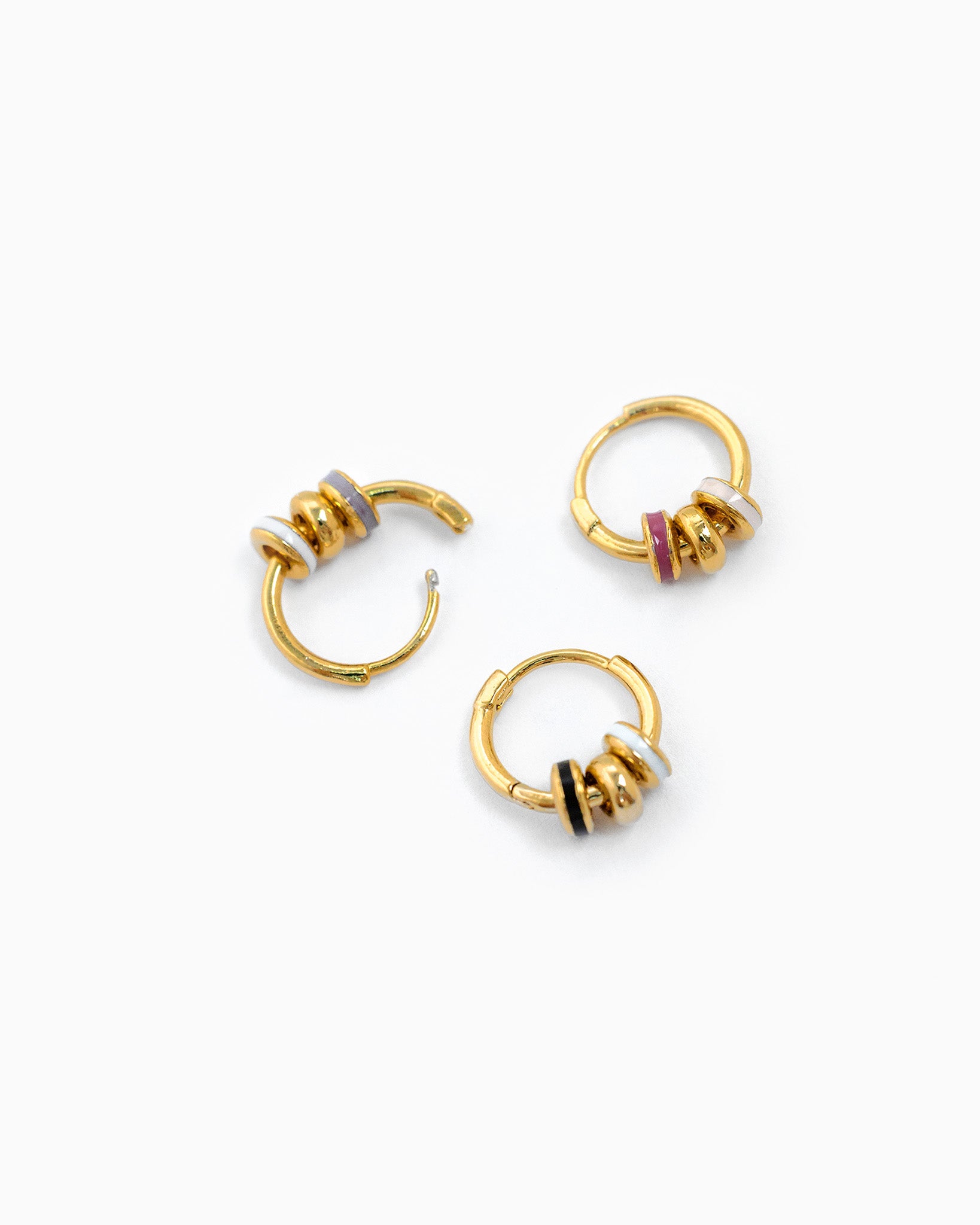 Color Rondelle Ring Link Hoop Earrings