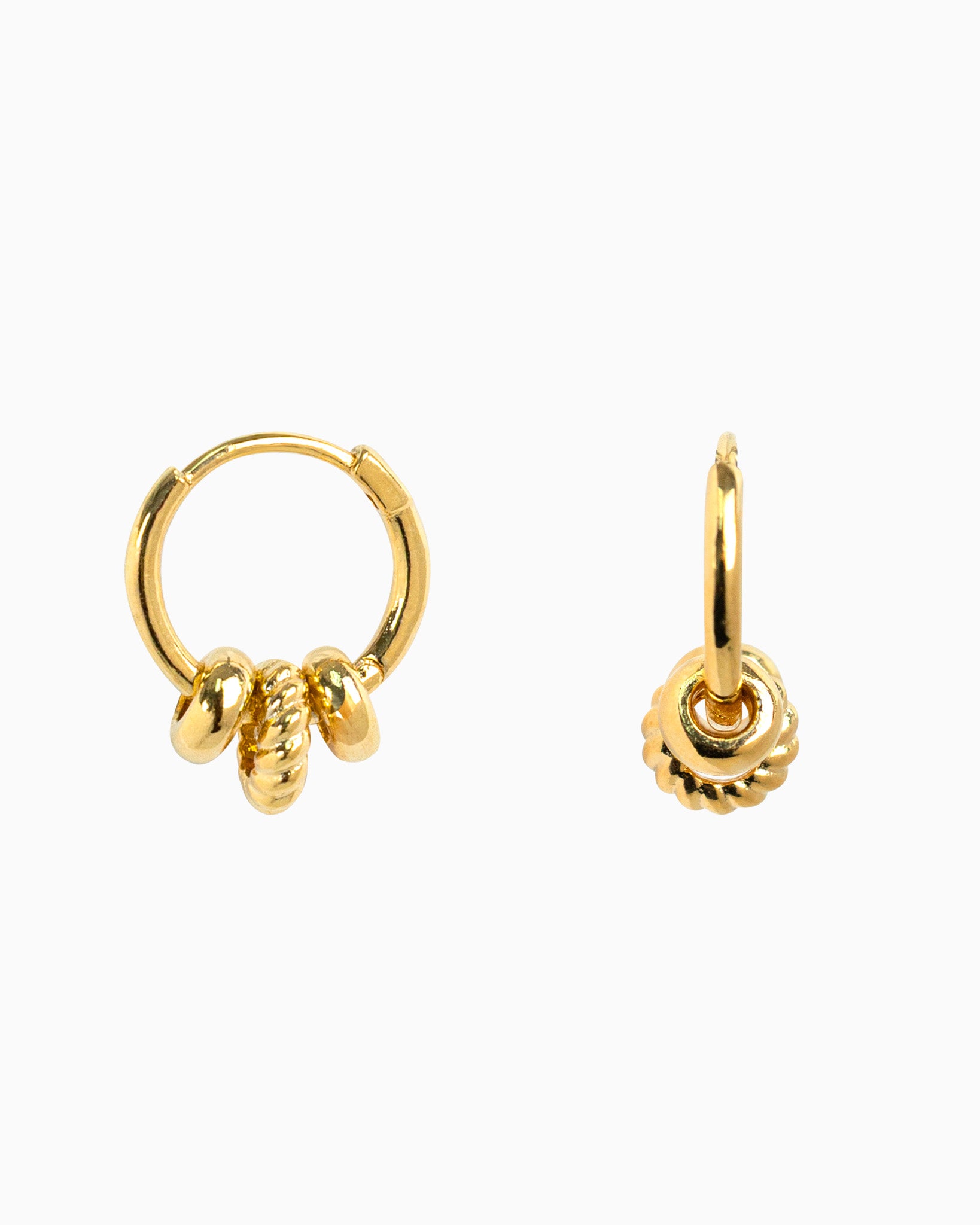 Rope Rondelle Link Hoop Earrings