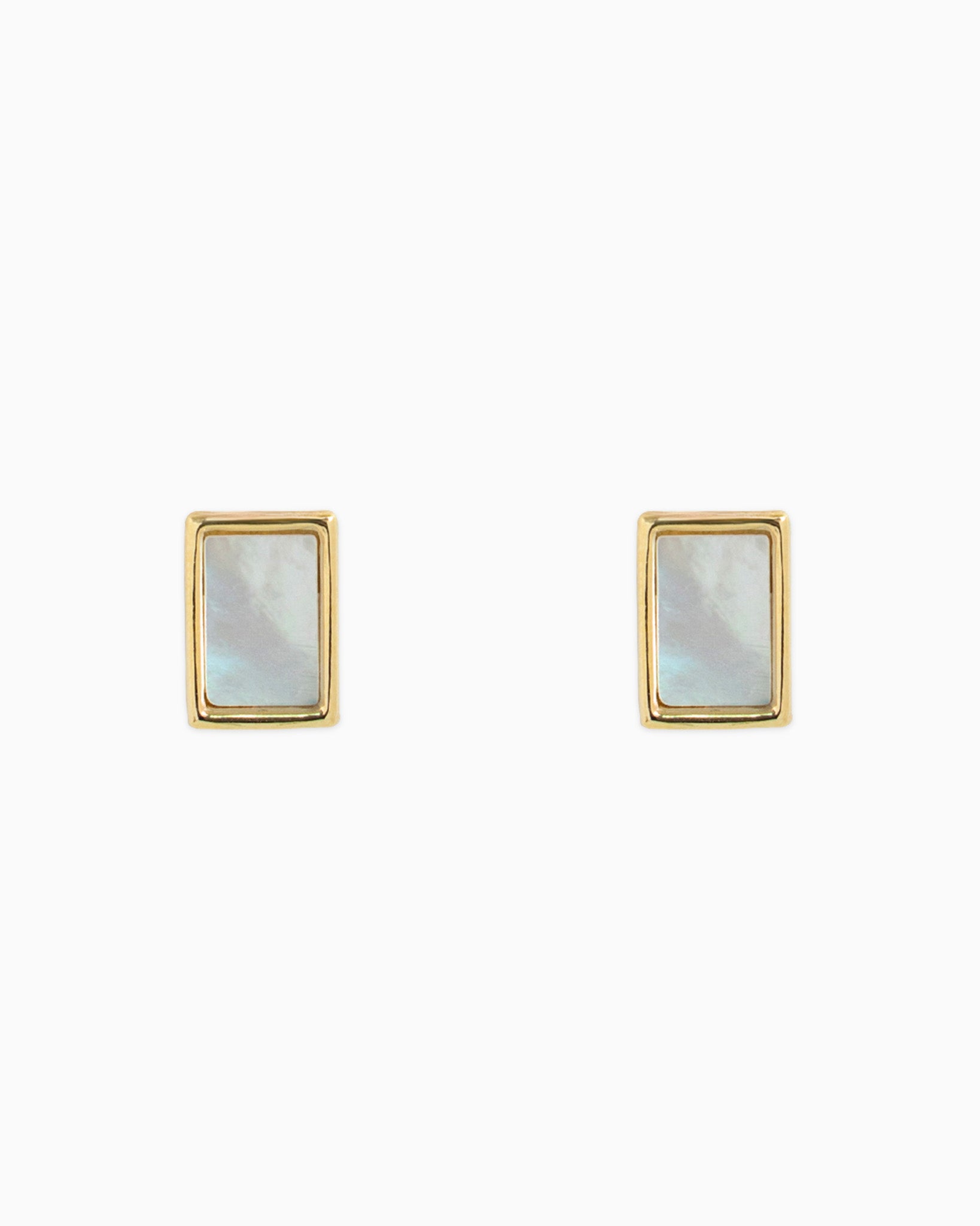 Mother of Pearl Rectangle Stud Earrings