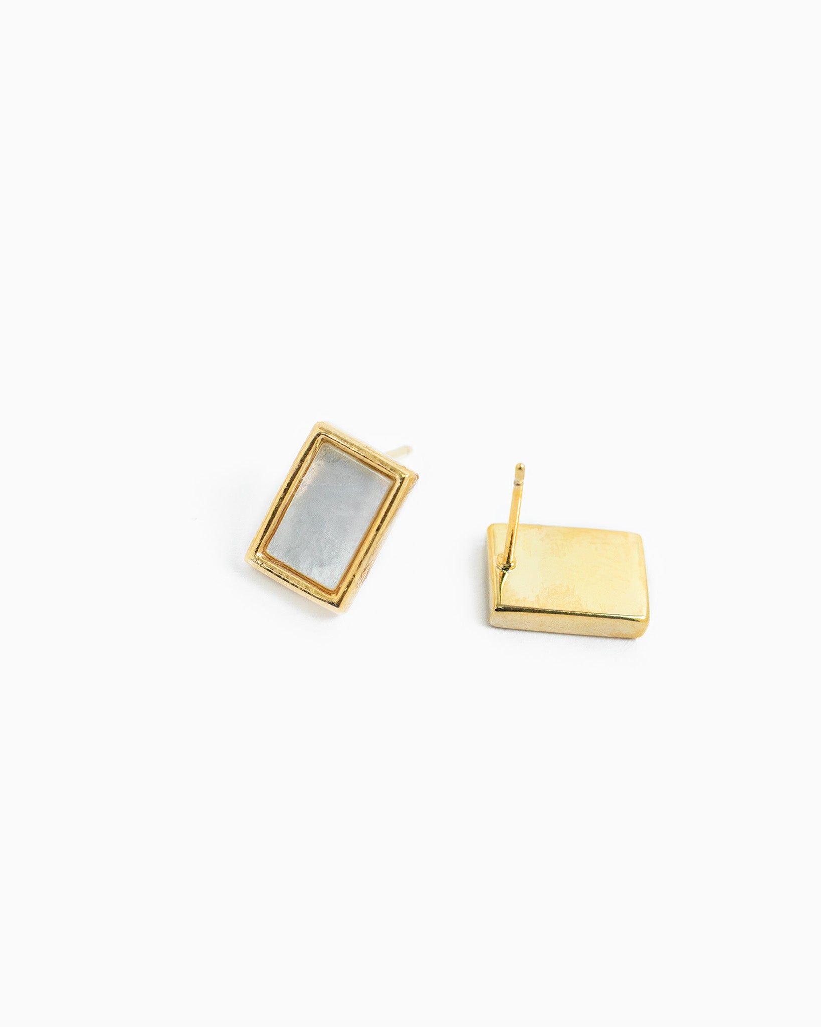 Mother of Pearl Rectangle Stud Earrings