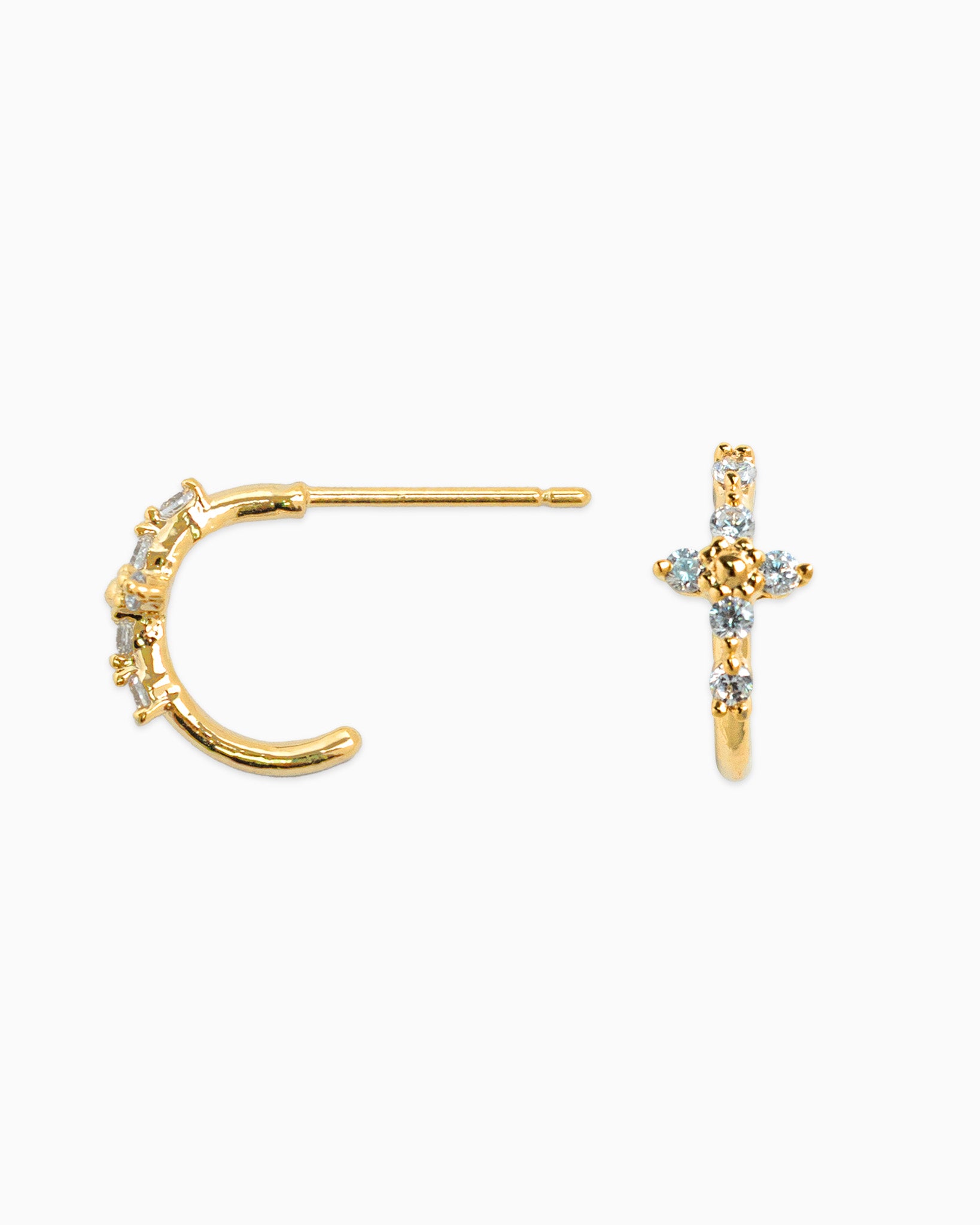 Petite Flower Cross Earrings