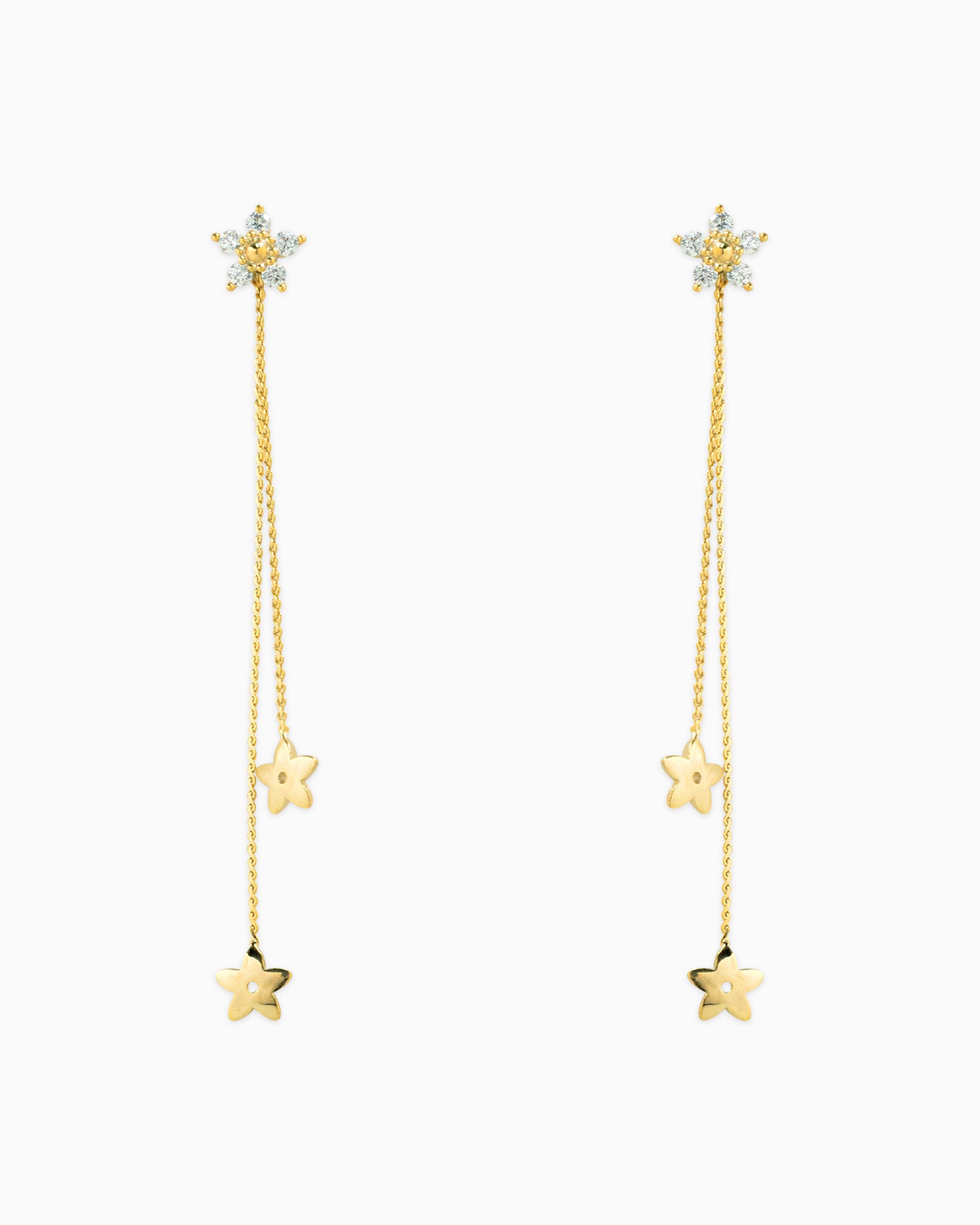 CZ Flower Crystal Duo Drop Earrings