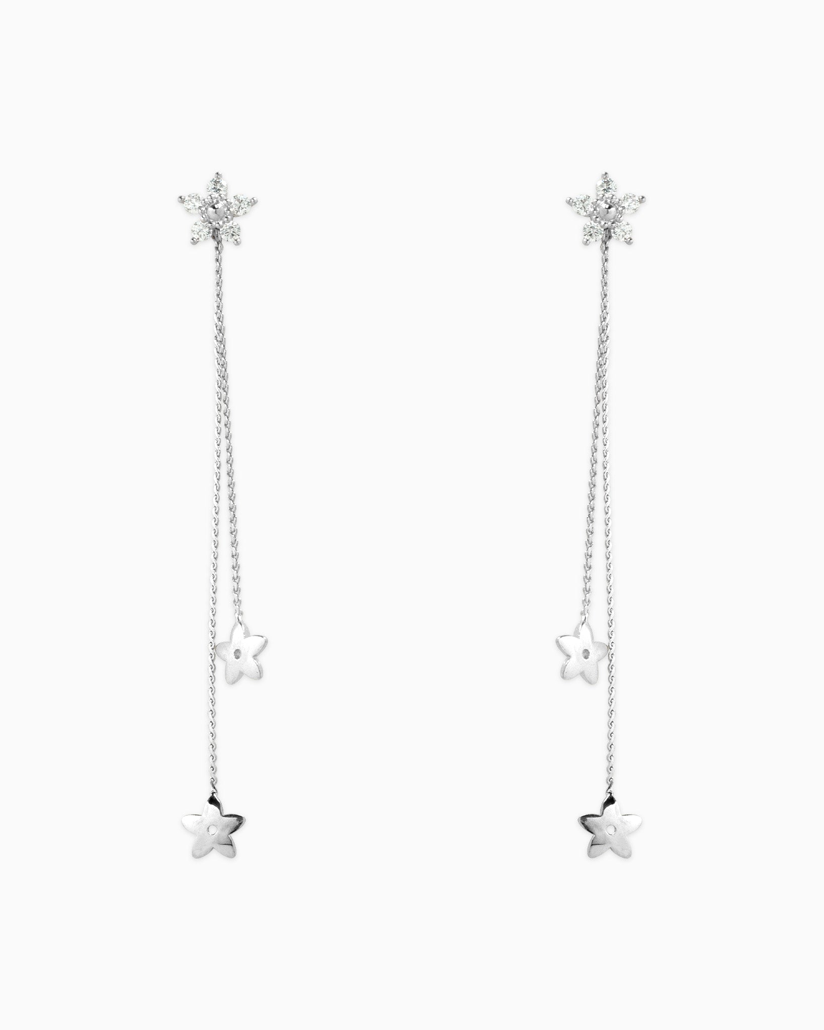 CZ Flower Crystal Duo Drop Earrings