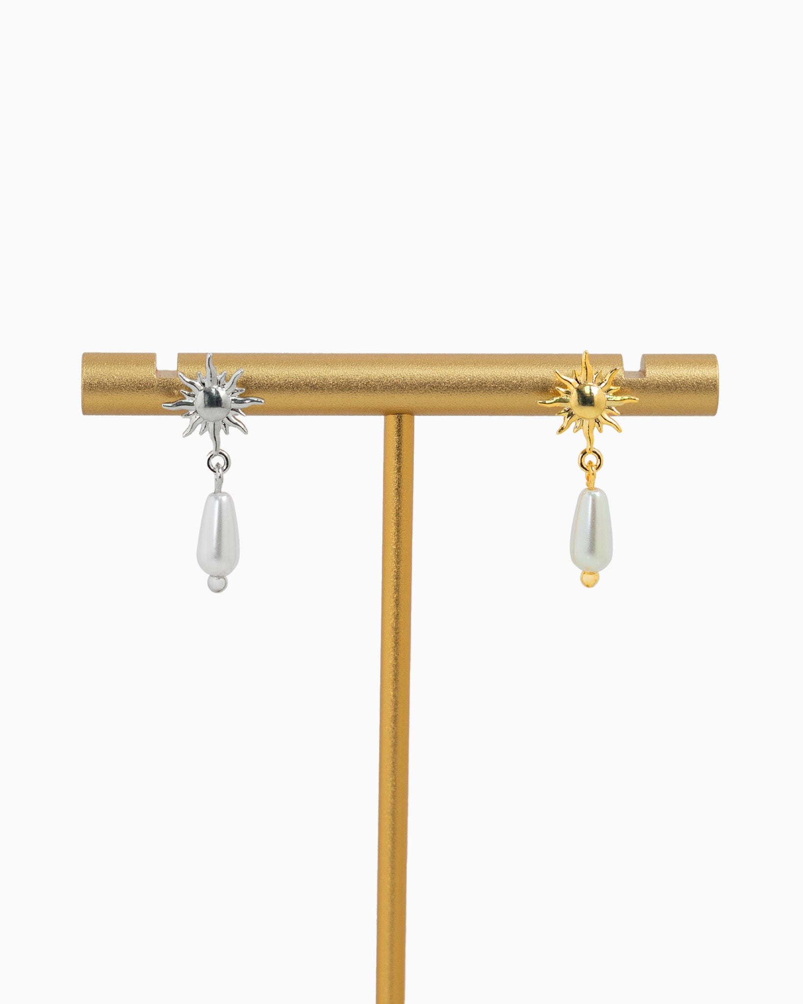 Sunburst Pearl Drop Earrings-3
