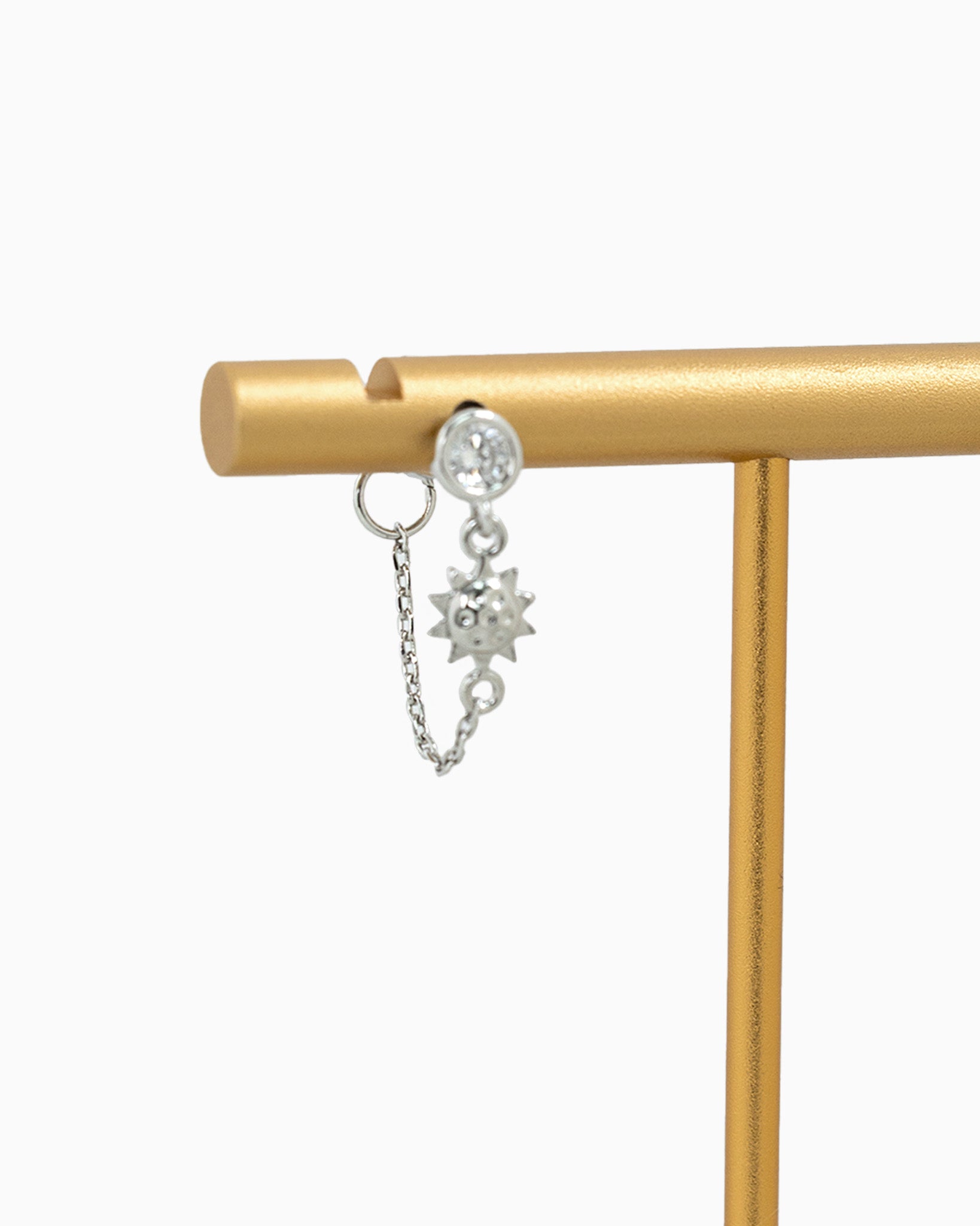 Hammered Sunburst Front Back Chain Drop Earrings