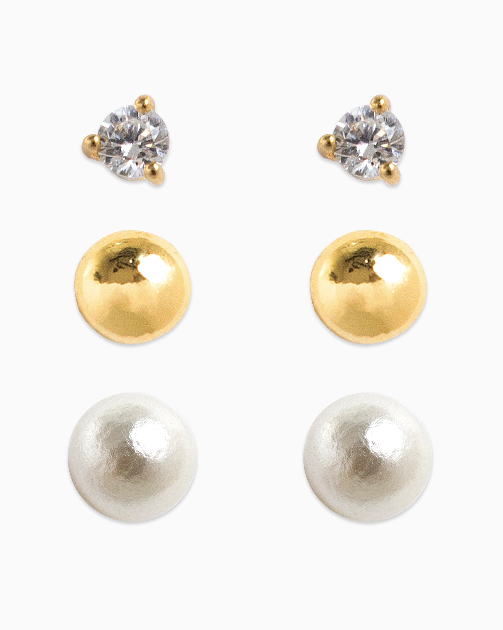 Classic Pearl Stud Earring Set