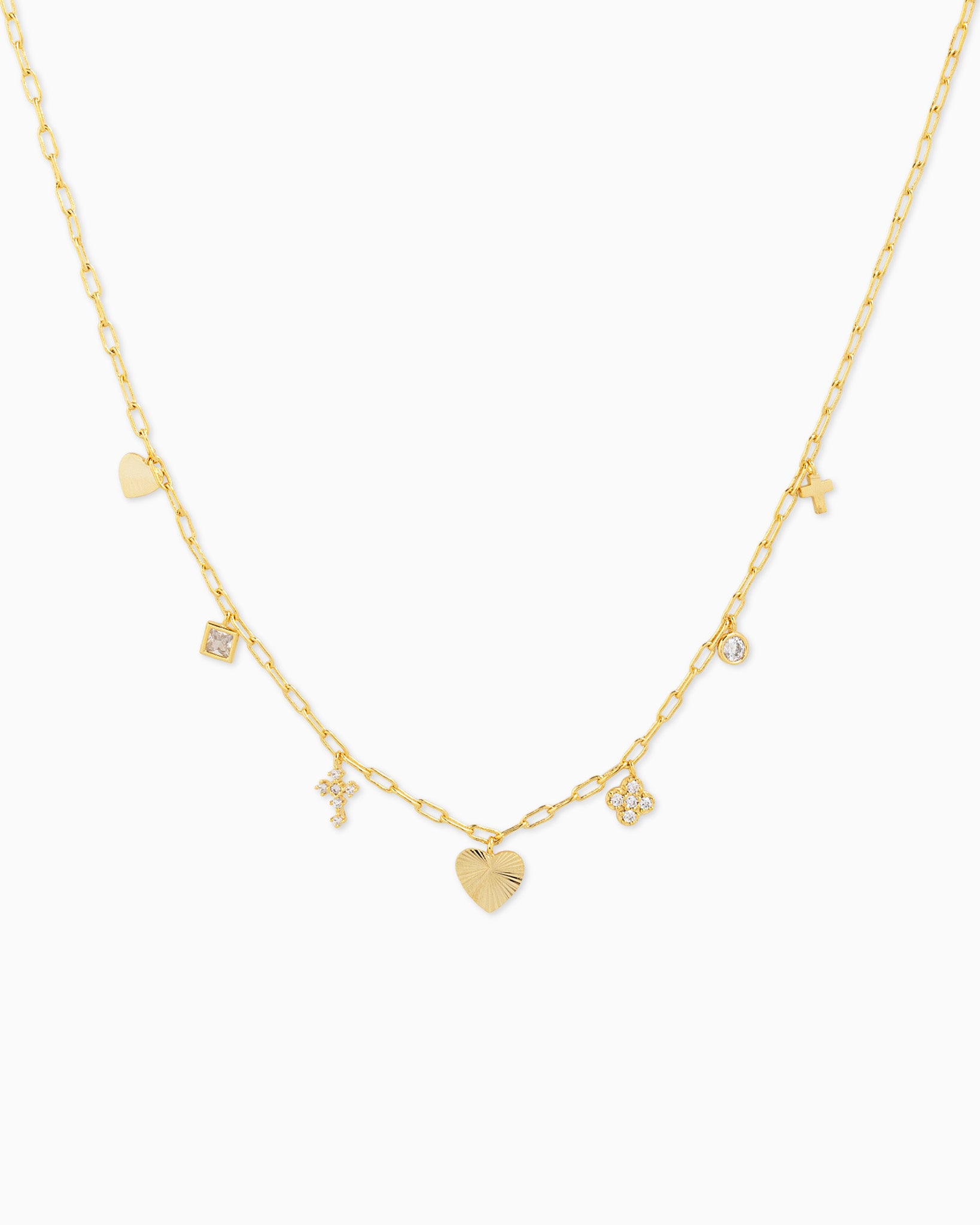 Dainty Starburst Heart Charm Necklace