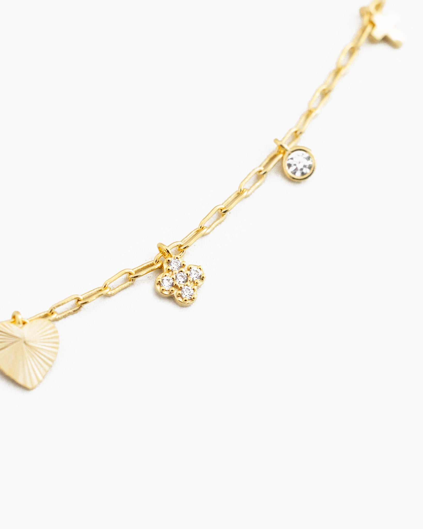 Dainty Starburst Heart Charm Necklace