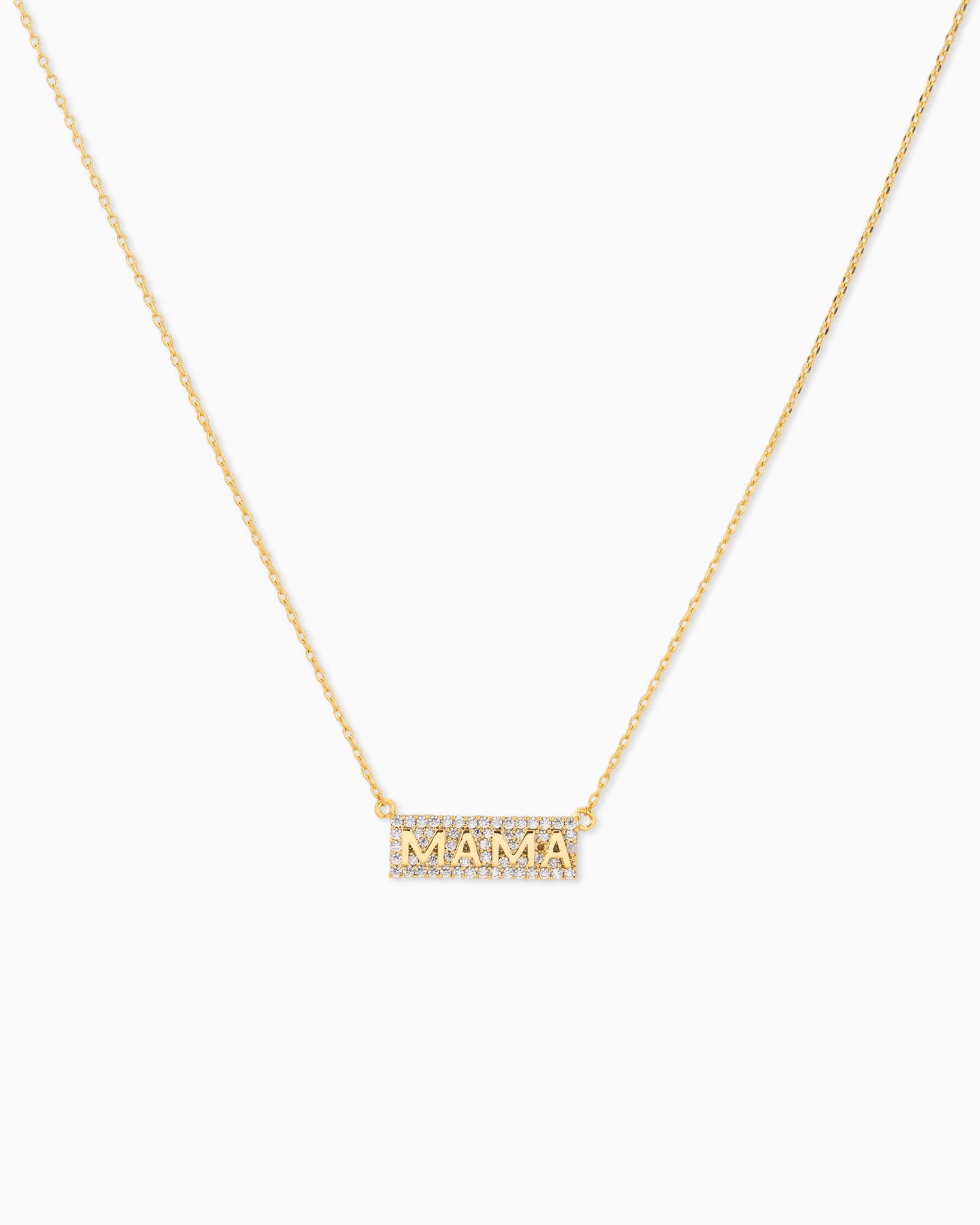 MAMA Rectangle CZ Frame Pendant Necklace