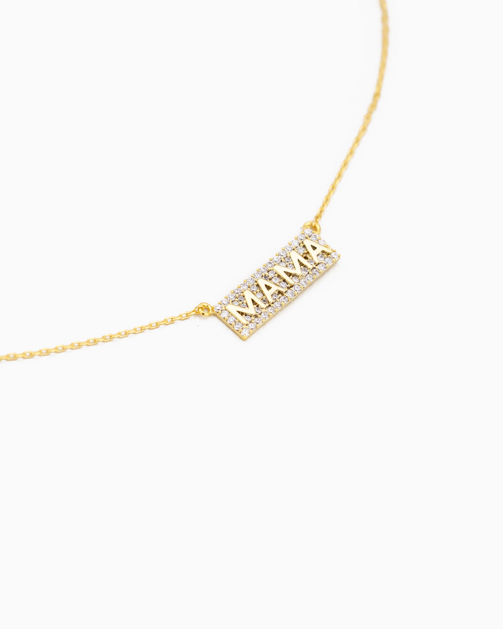 MAMA Rectangle CZ Frame Pendant Necklace