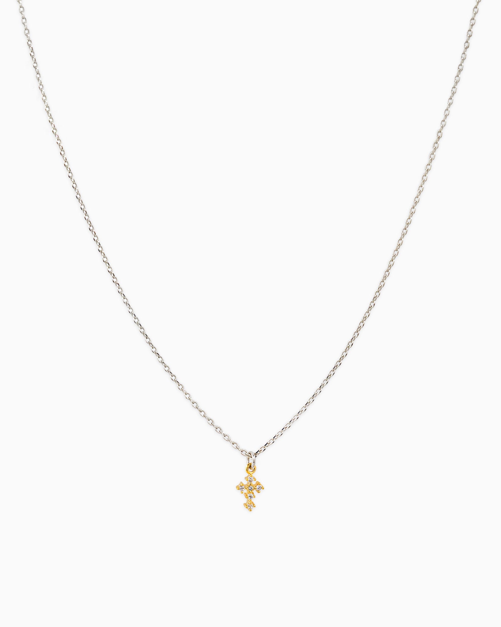 Two Tone Cross Crucifix Necklace