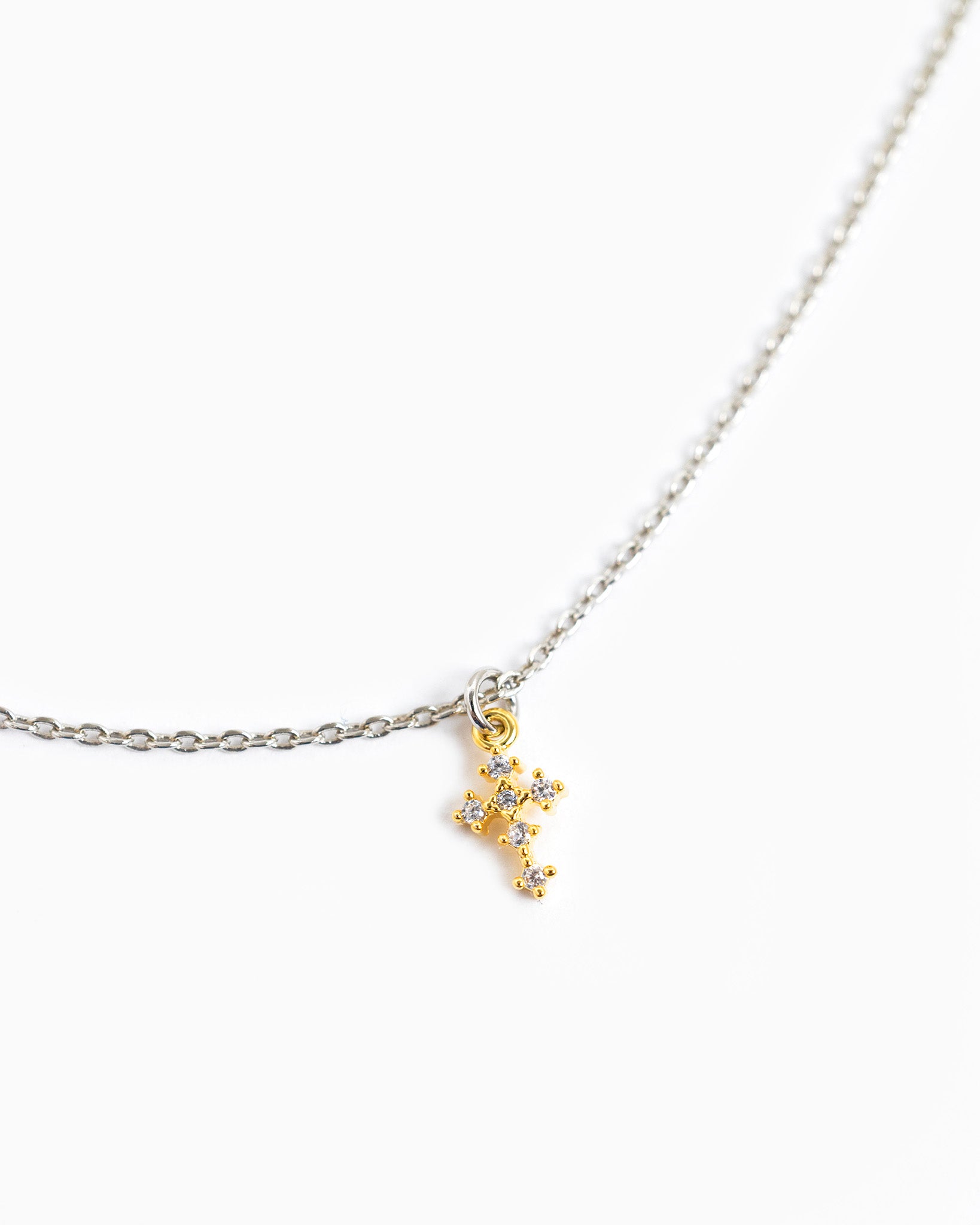 Two Tone Cross Crucifix Necklace