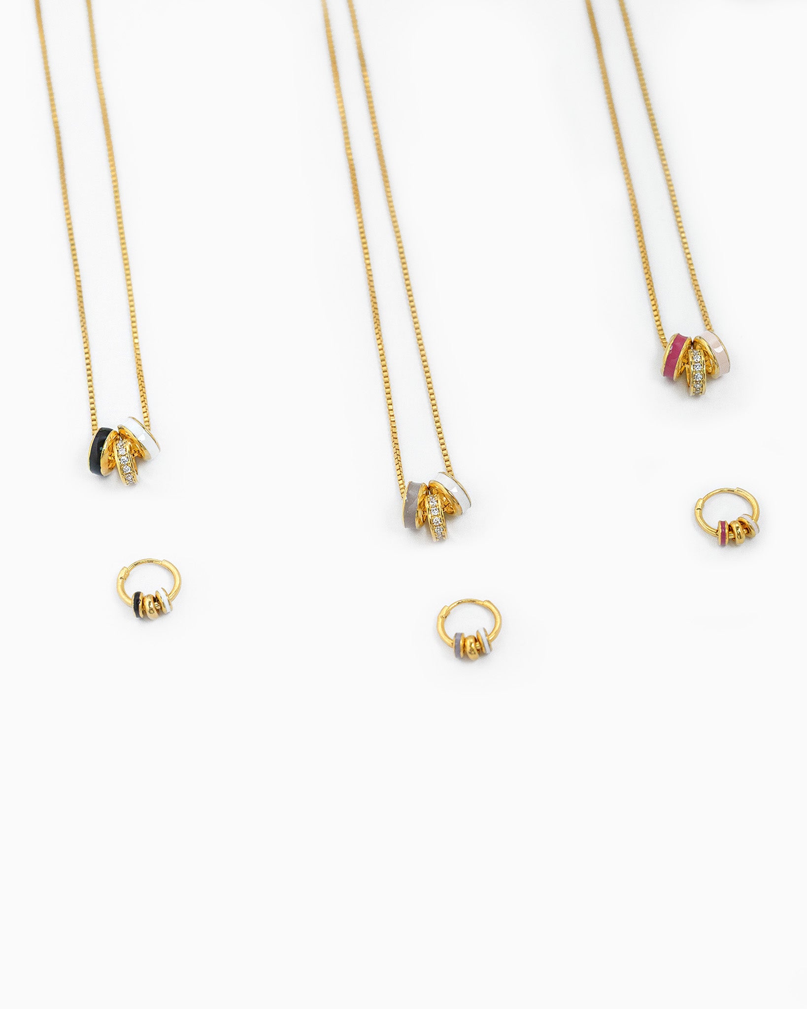Color CZ Rondelle Ring Link Necklace-4