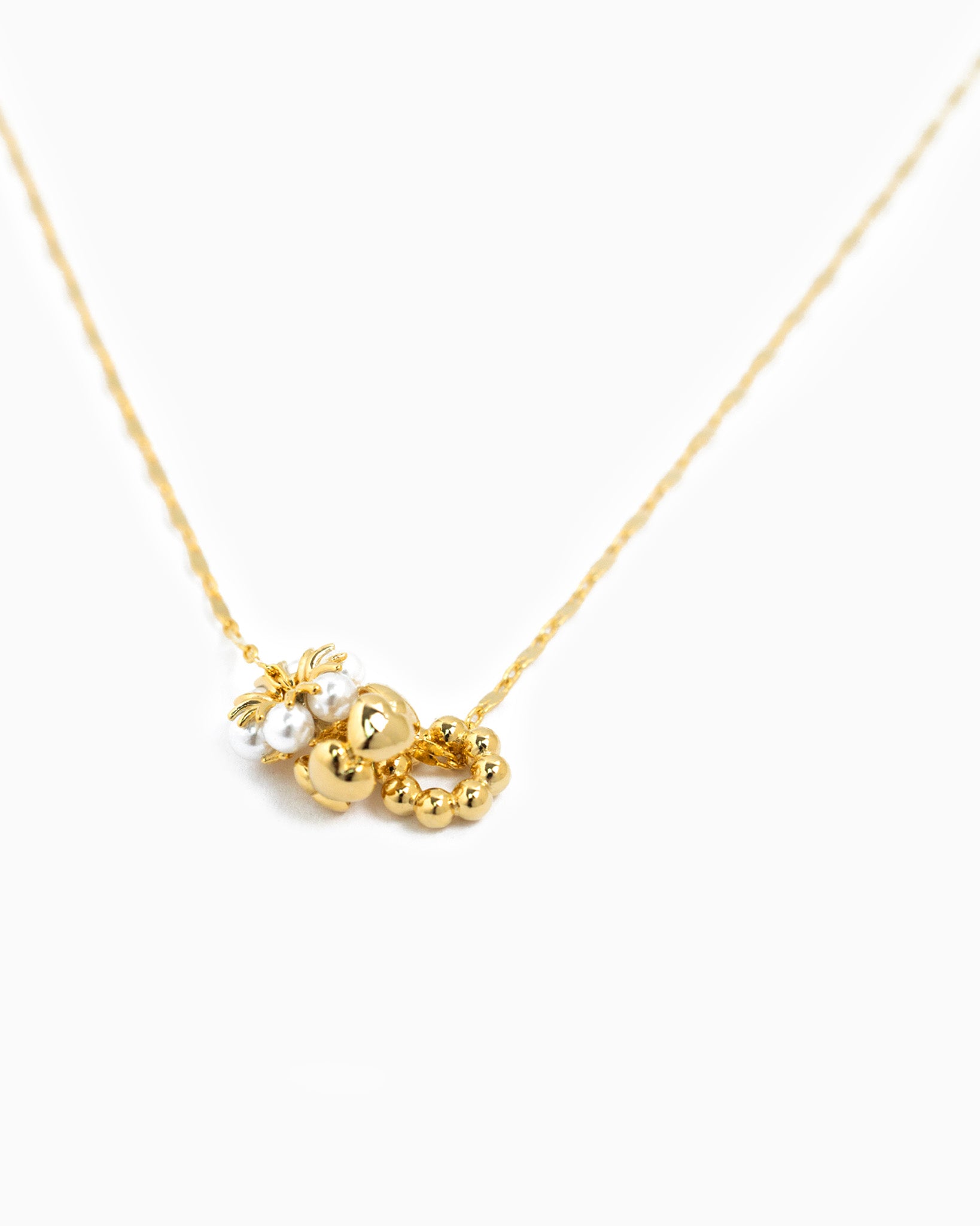 Heart Pearl Rondelle Link Necklace