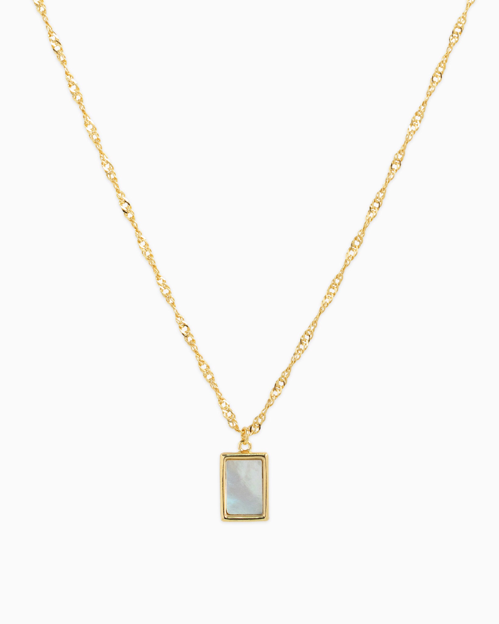 Mother of Pearl Rectangle Twist Chain Necklace