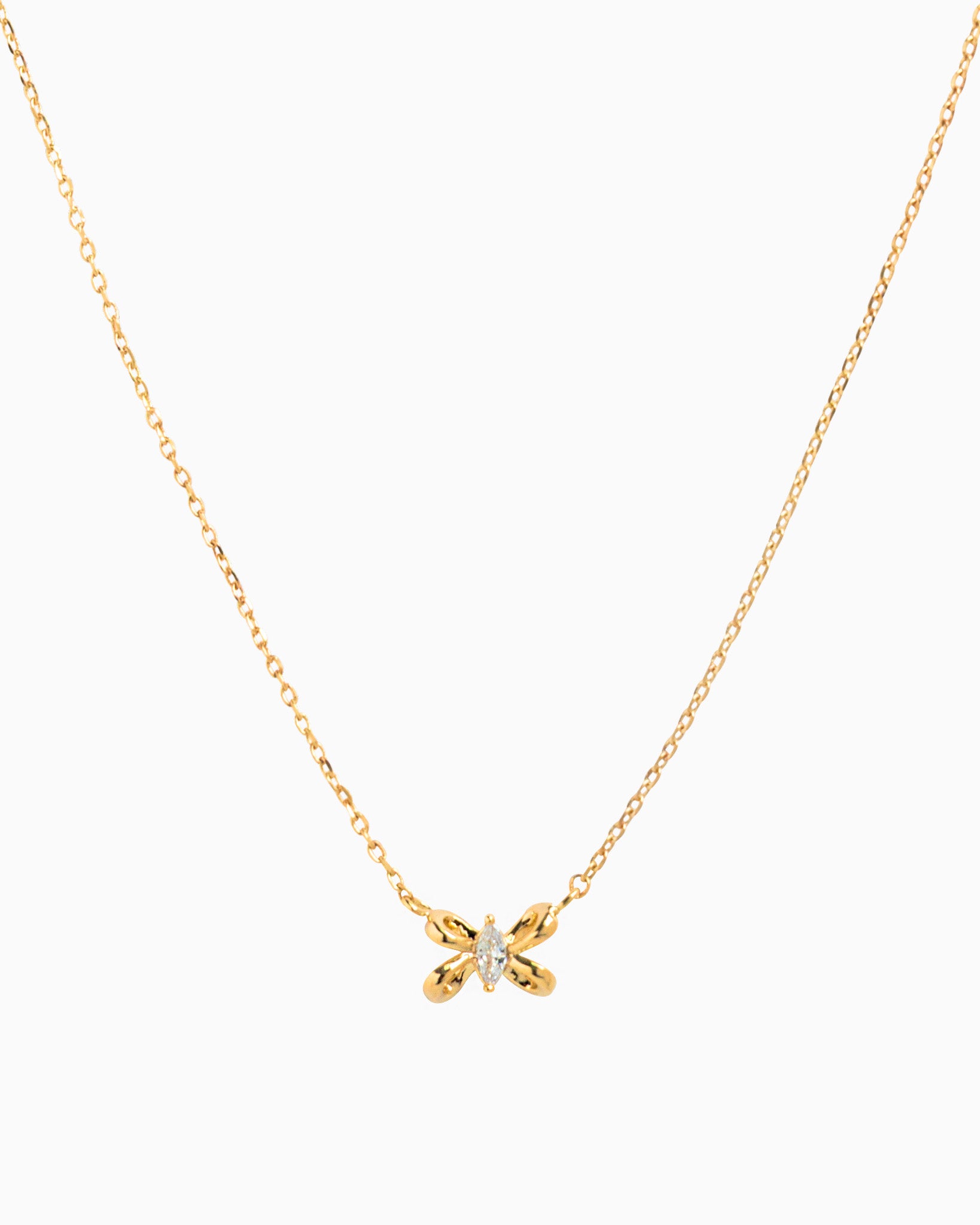 Bow with CZ Pendant Necklace