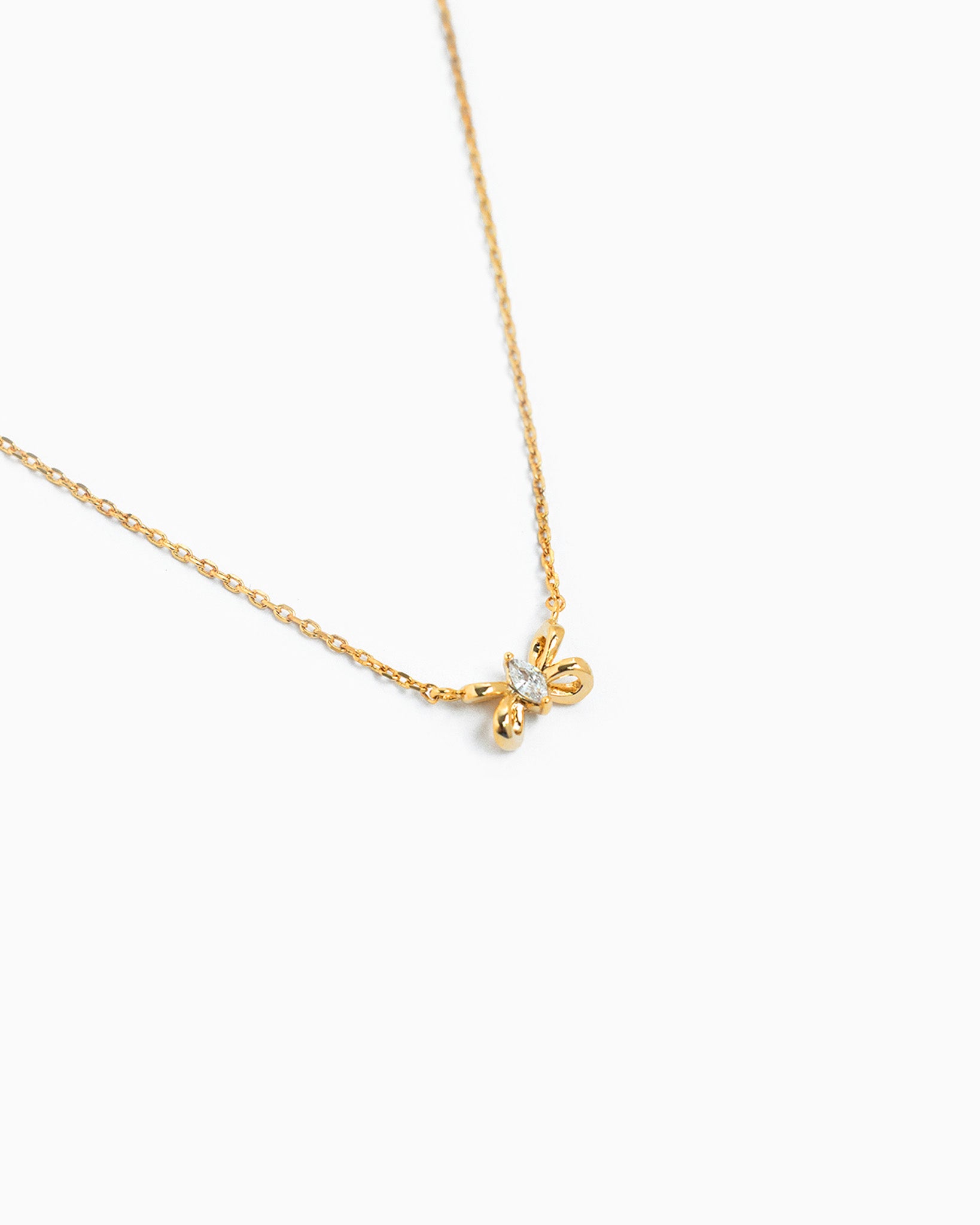 Bow with CZ Pendant Necklace