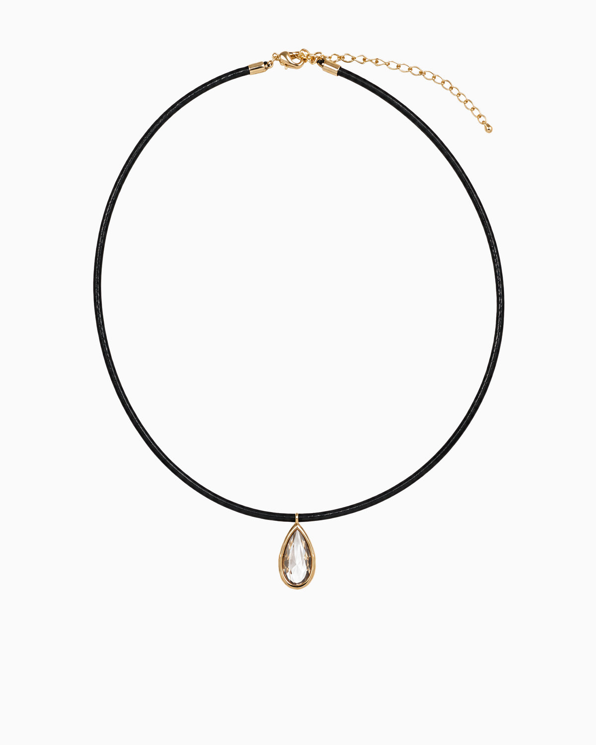 Bezel Teardrop Pendant Cord Necklace-2