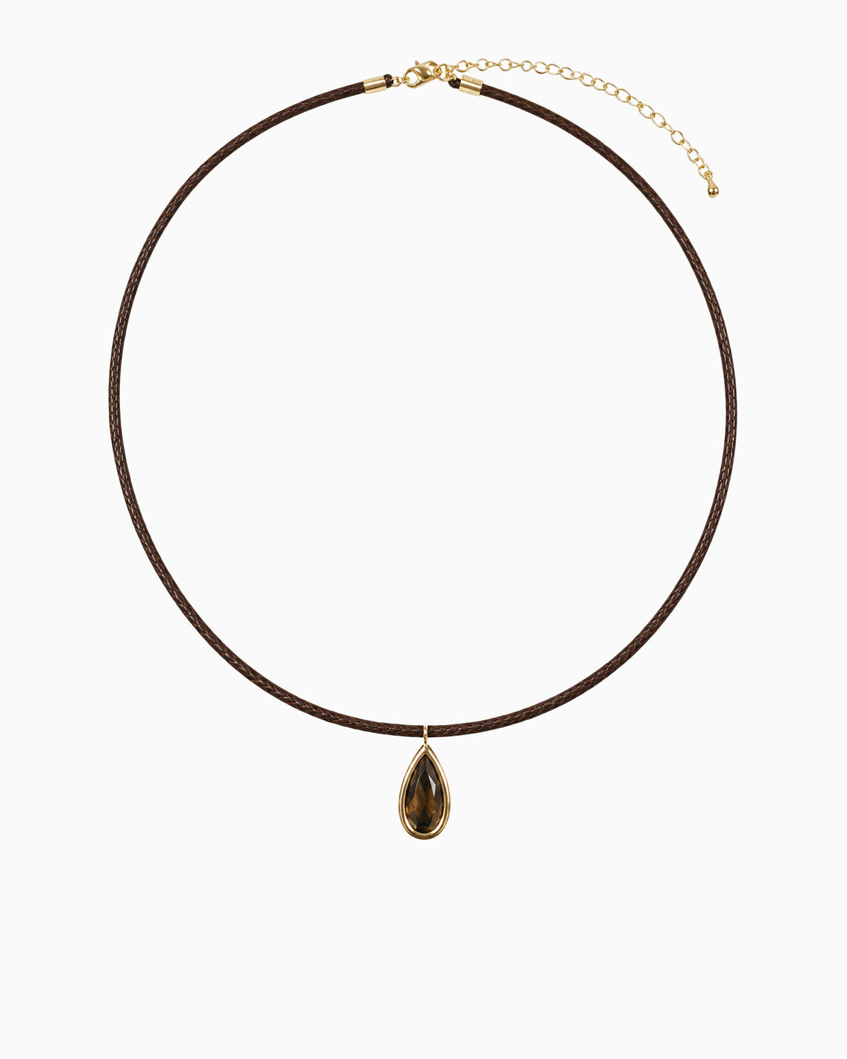 Bezel Teardrop Pendant Cord Necklace-1