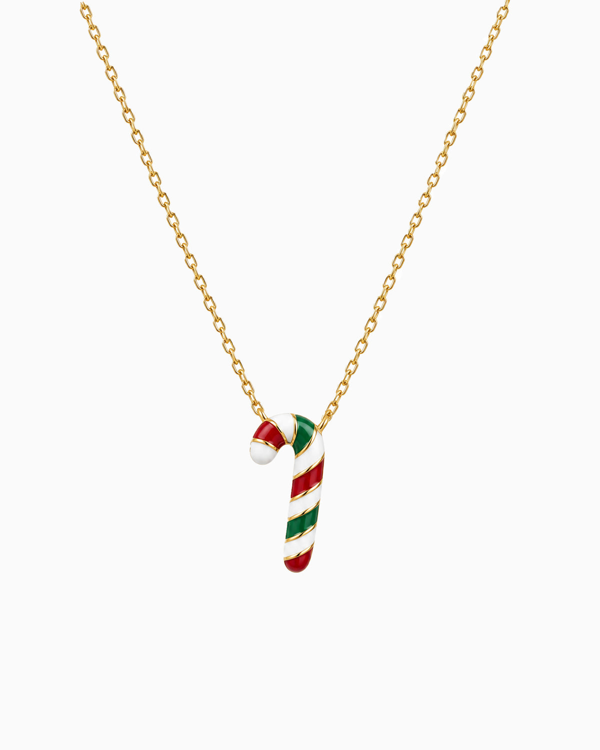 Christmas Festive Candy Cane Pendant Necklace-2