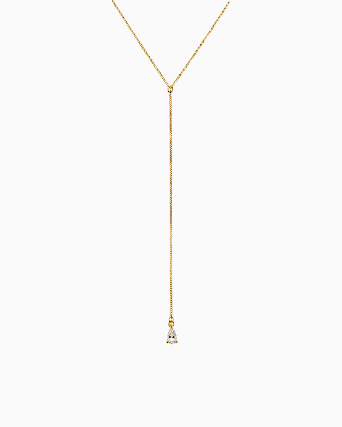 CZ Teardrop Y-Drop Necklace-2