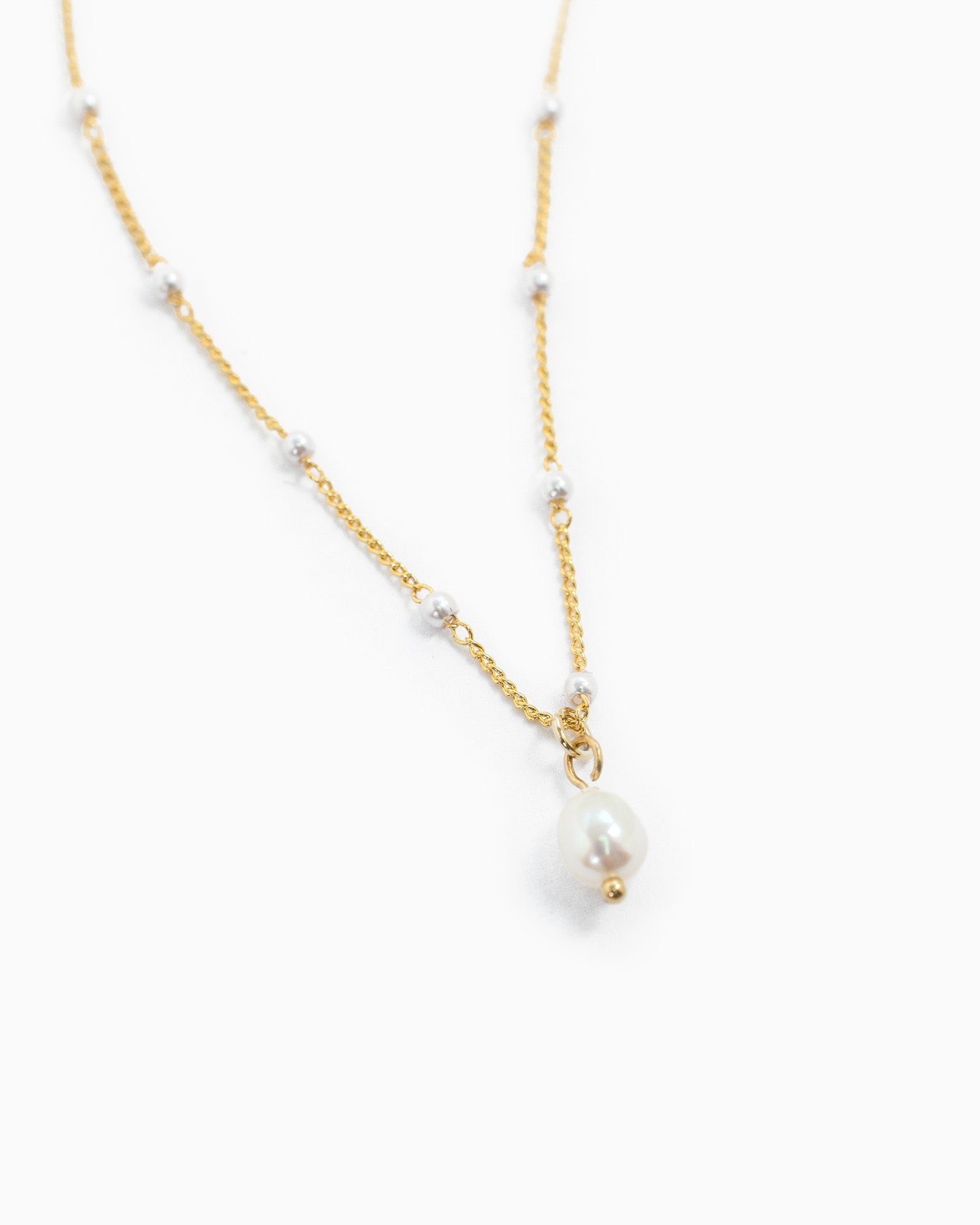Delicate Pearl Chain Freshwater Pearl Pendant Necklace
