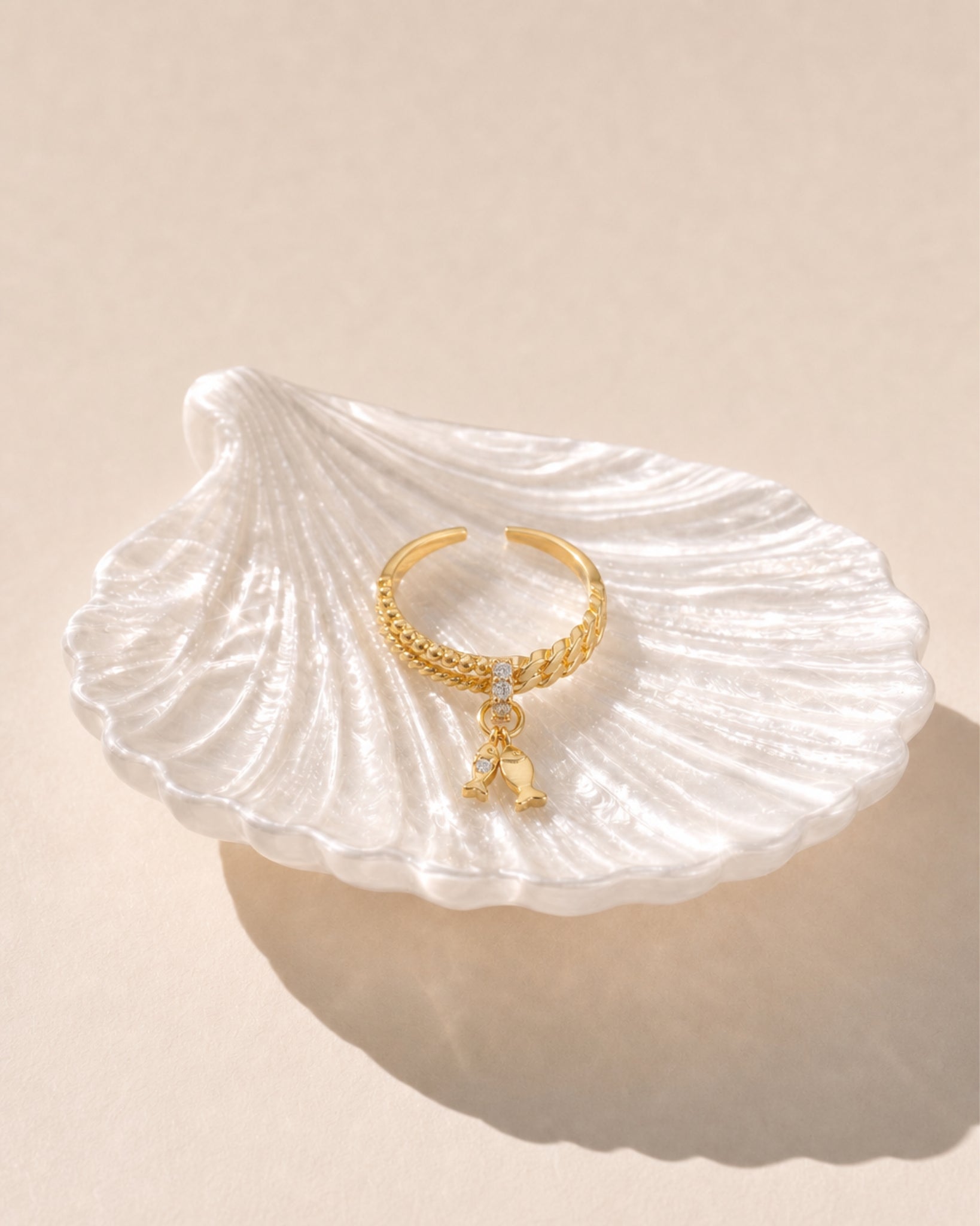 Beach Mode Two Fishes Minimal Ring