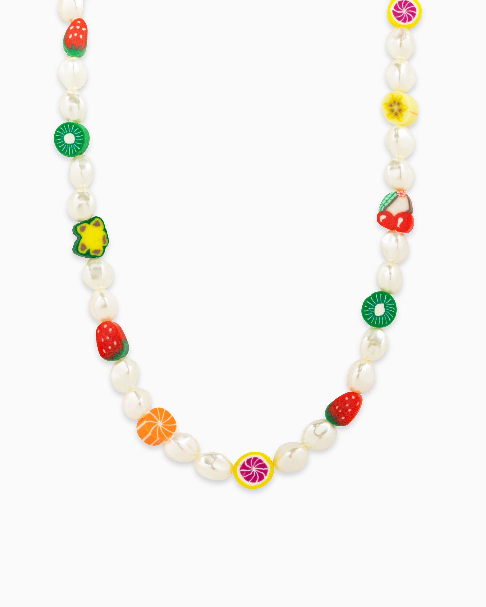 Fruit Cutout Pearl Bead Choker Necklace