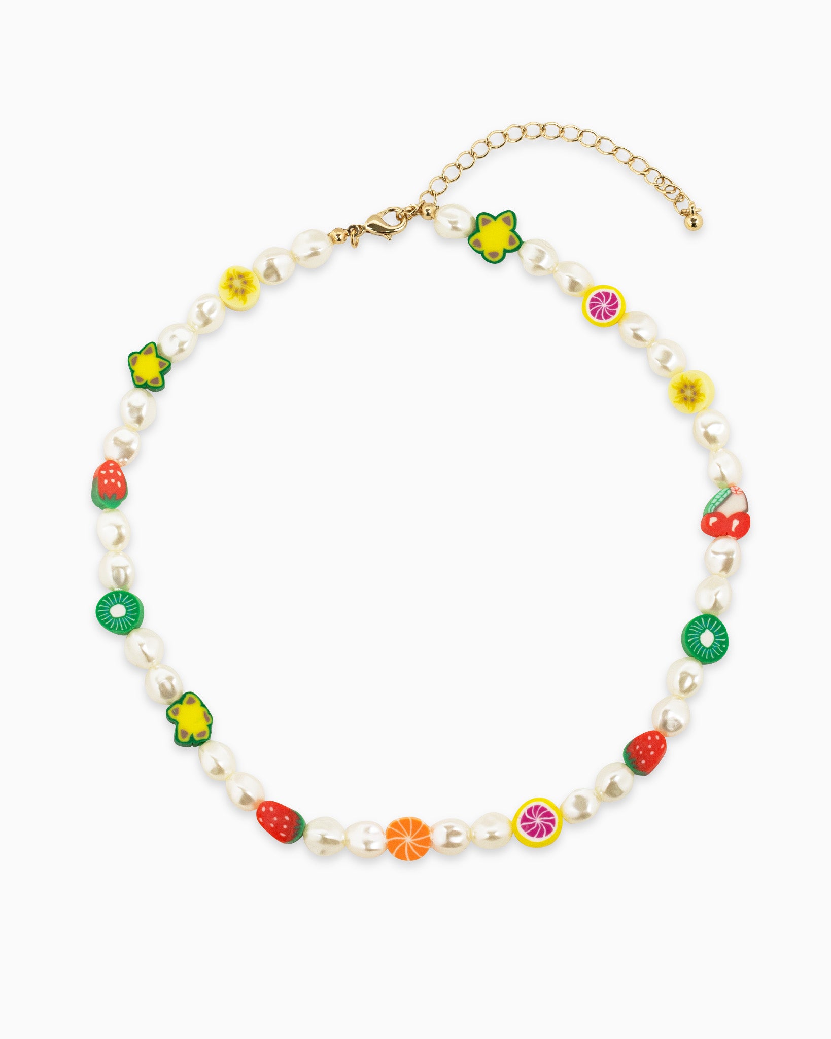 Fruit Cutout Pearl Bead Choker Necklace