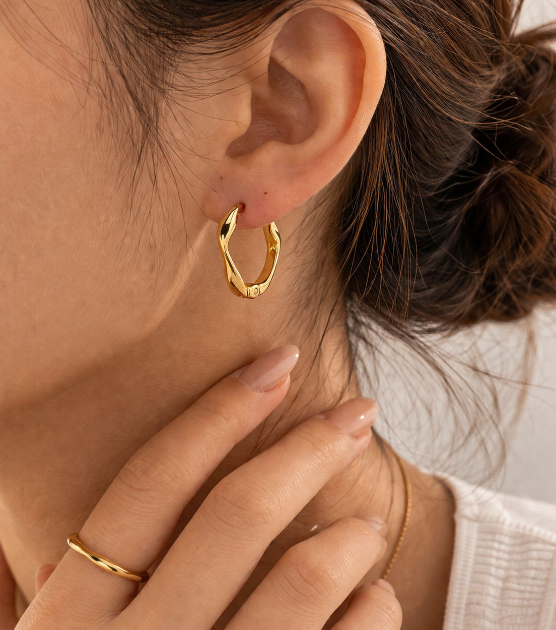 Stainless Organic Shaped Hoop Earrings
