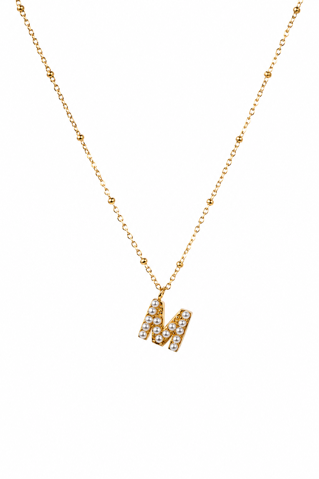 Personalized Letter Pendant Pearl Initial Necklace Water Resistant-8