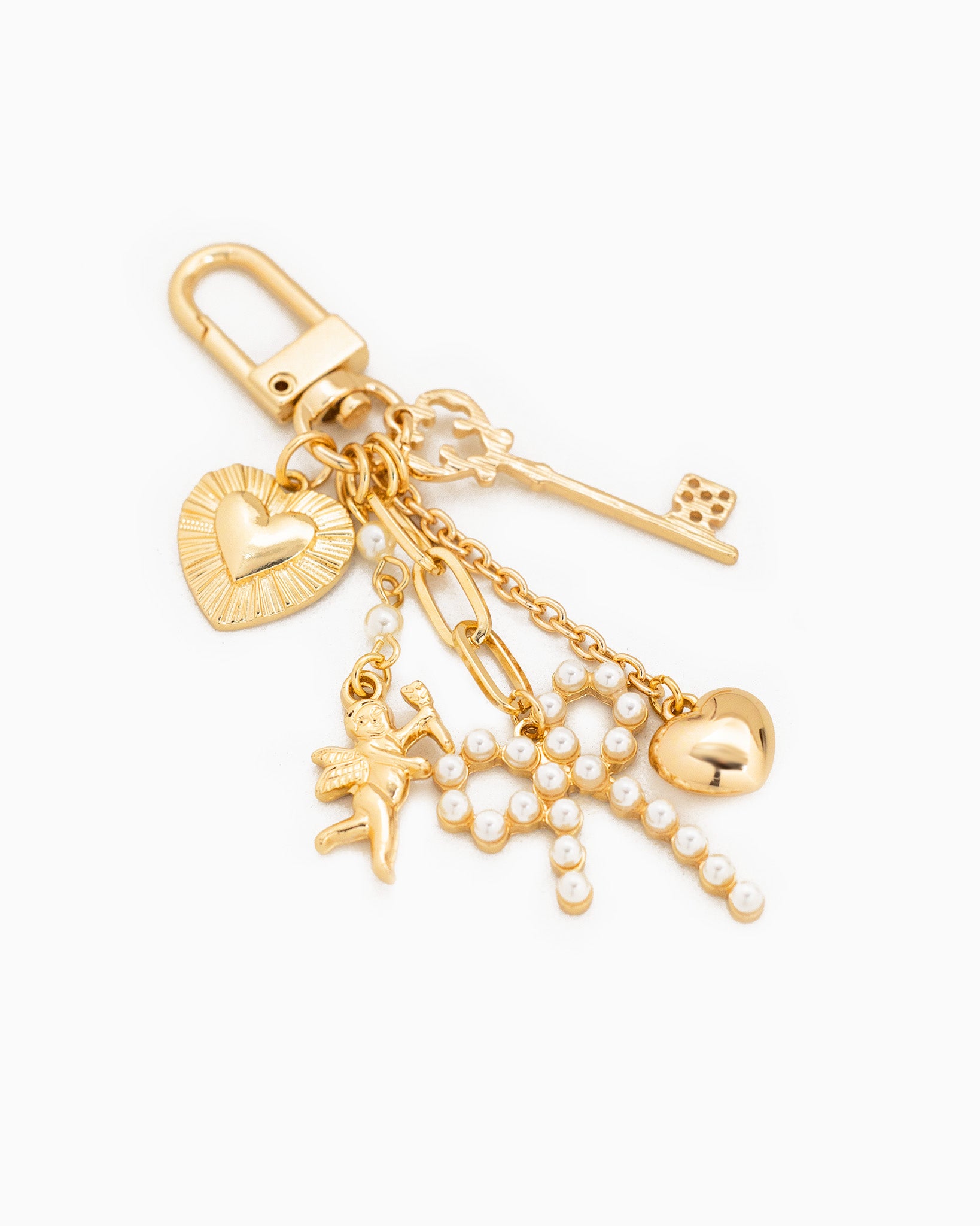 Multi Line Pearl Bow Baroque Bag Charm