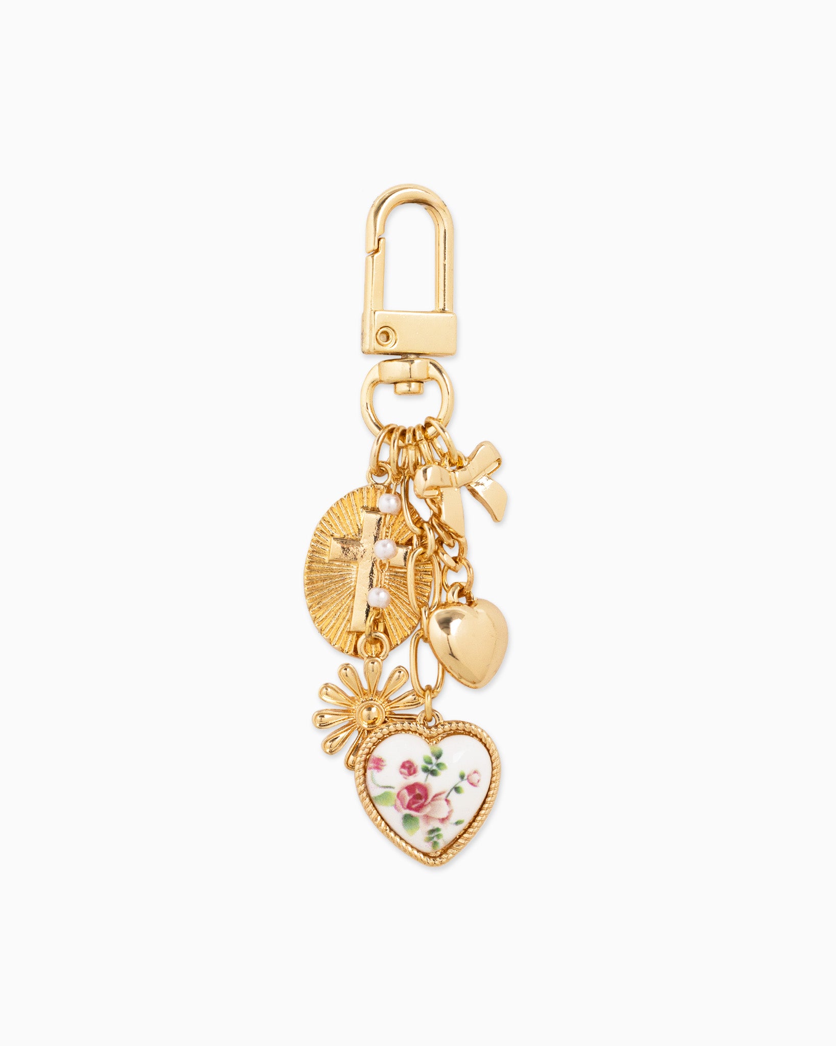 Multi Line Ceramic Heart Bag Charm