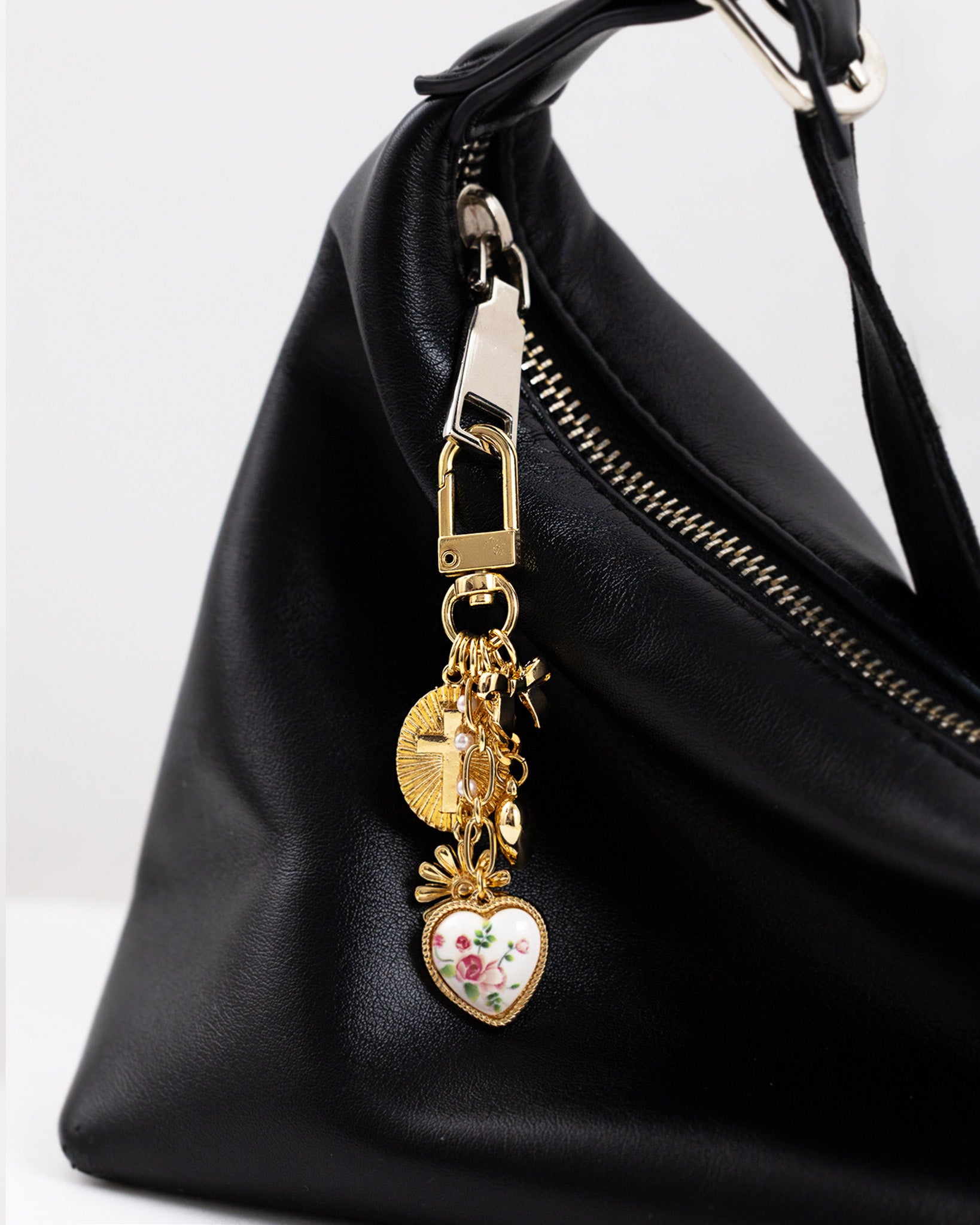 Multi Line Ceramic Heart Bag Charm