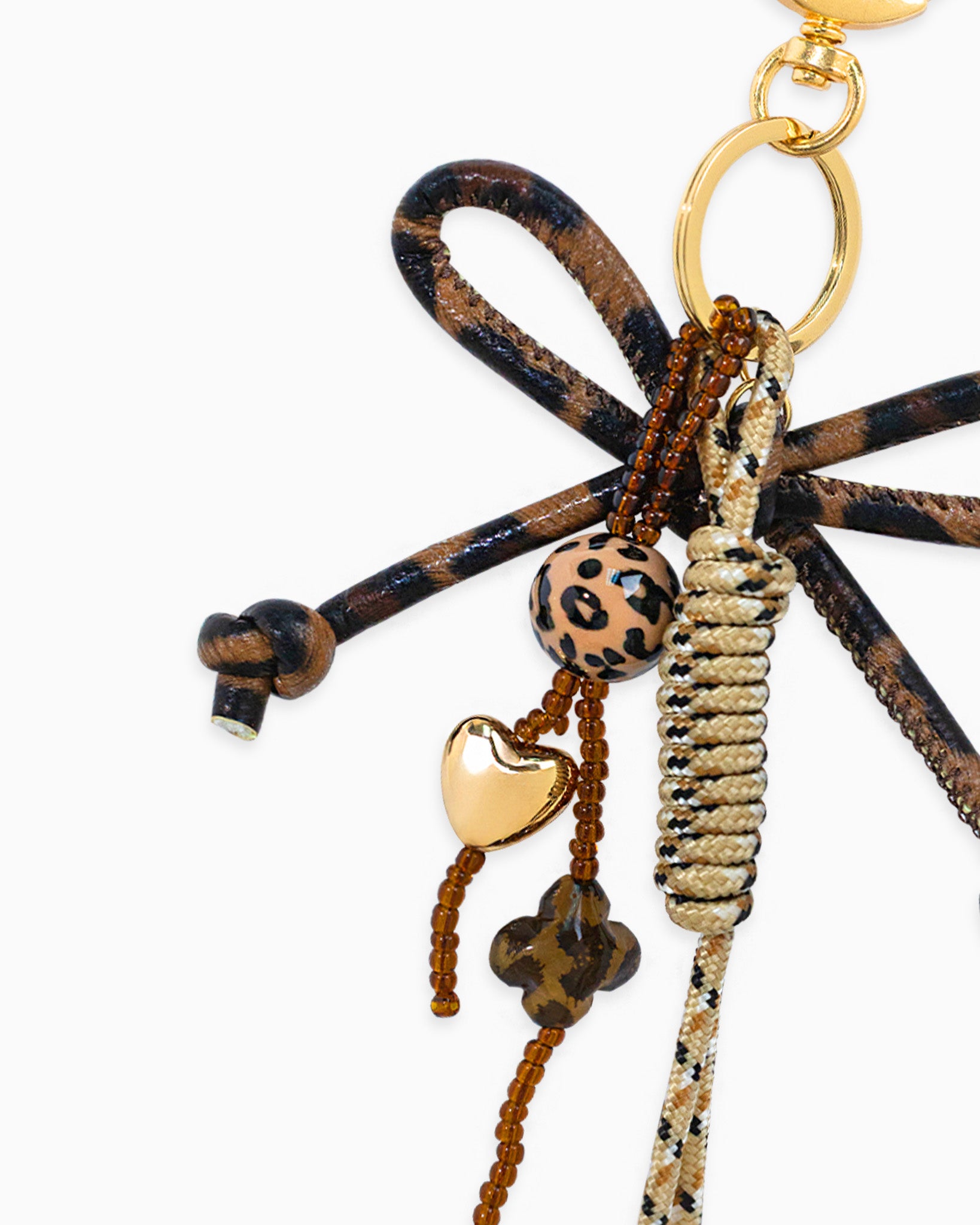 Leather Leopard Rope Knot Dangle Bag Charm