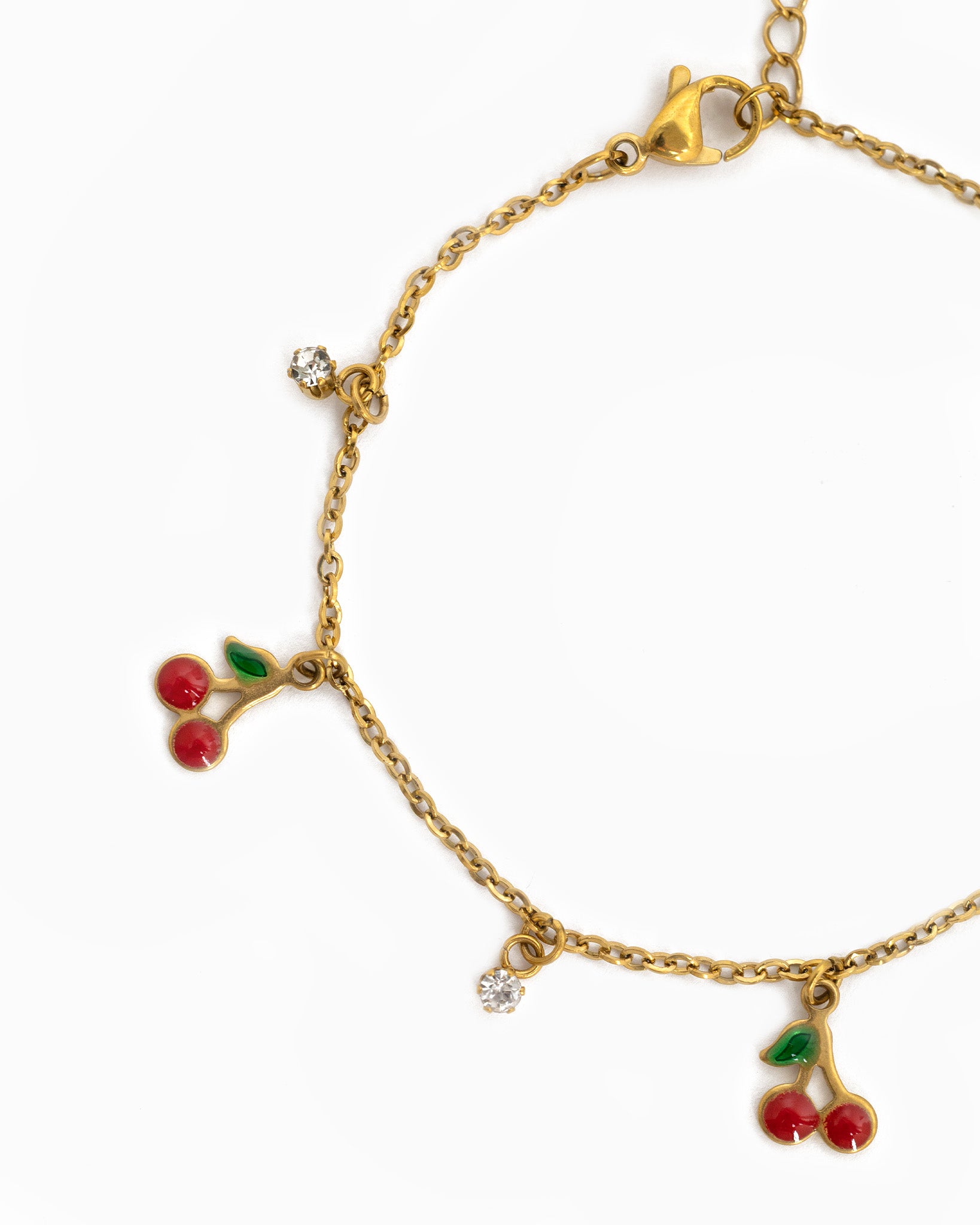Fruit Cherry Stone Station Bracelet