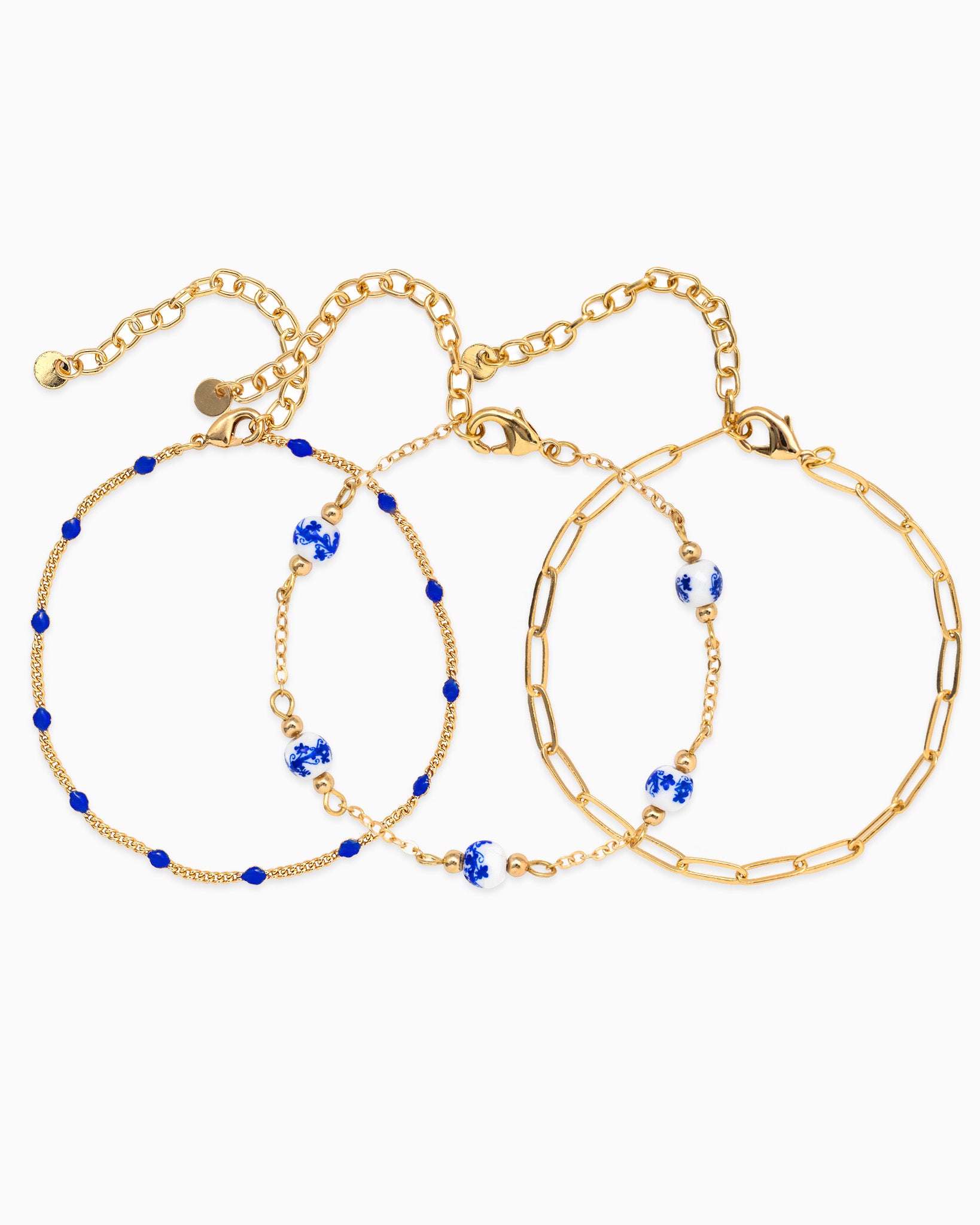 Ceramic and Chain Bead Mix Bracelets Set